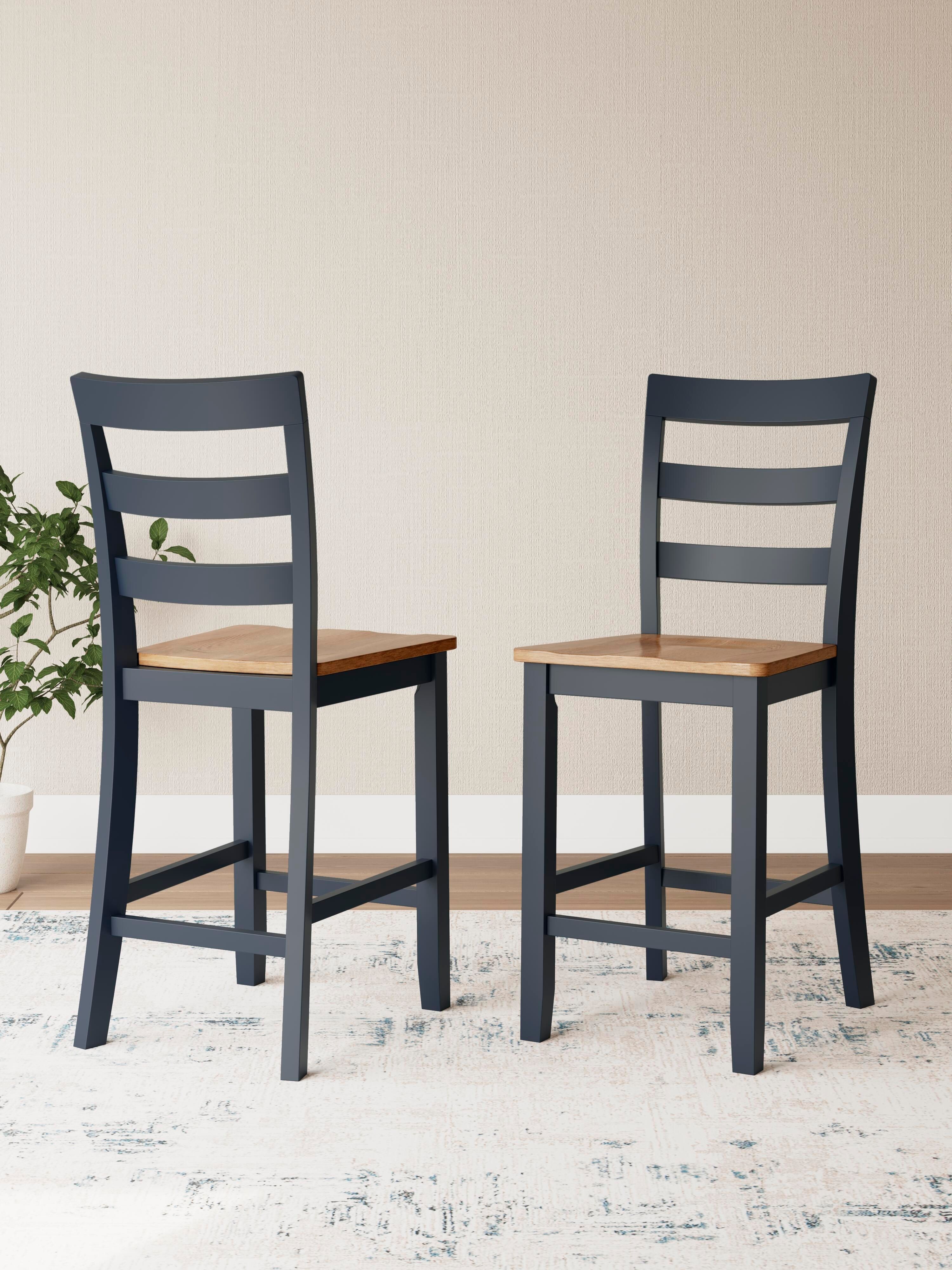 Gesthaven – Barstool (Set of 2) – Natural / Blue