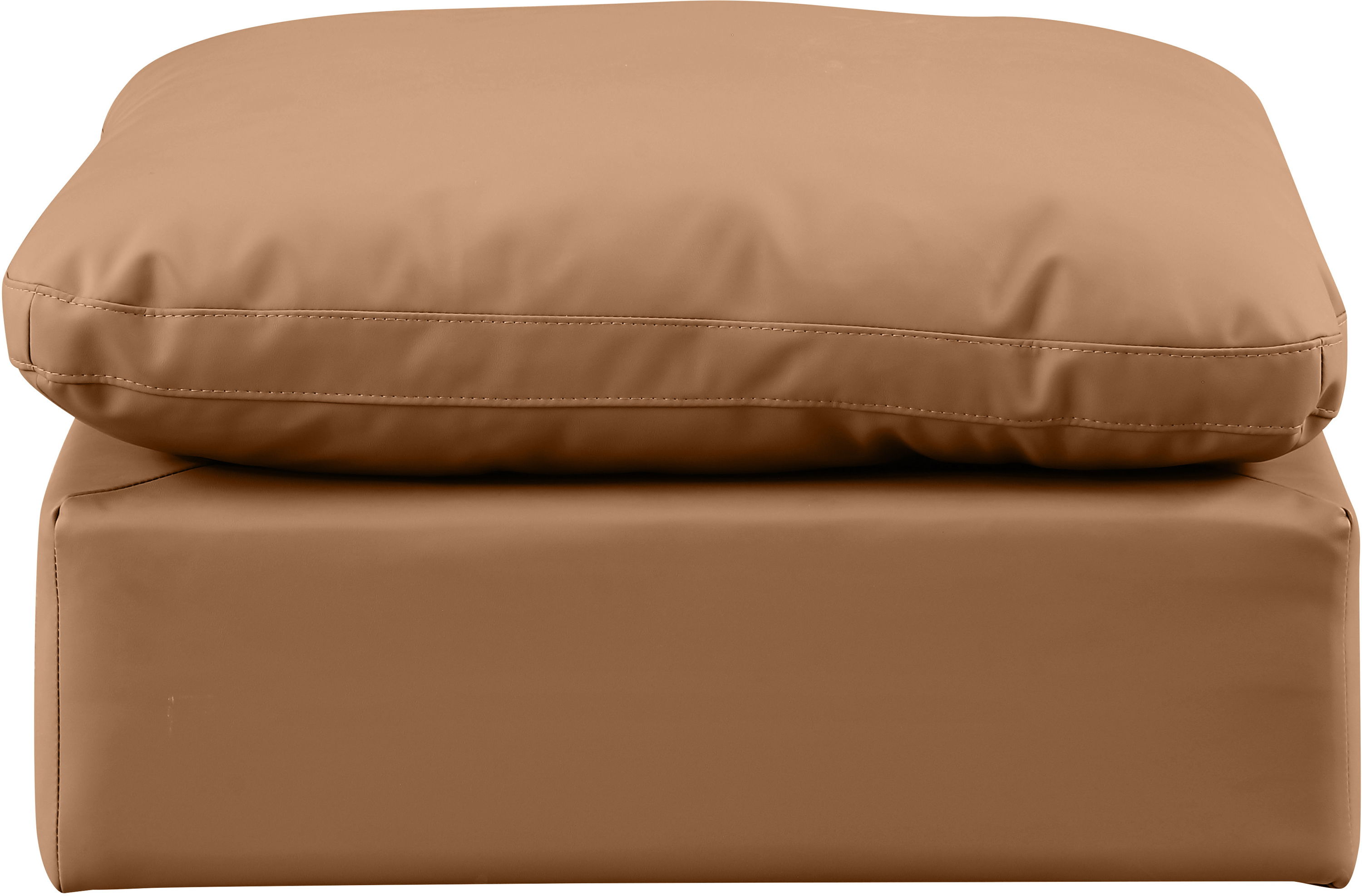 Indulge - Faux Leather Ottoman - Cognac