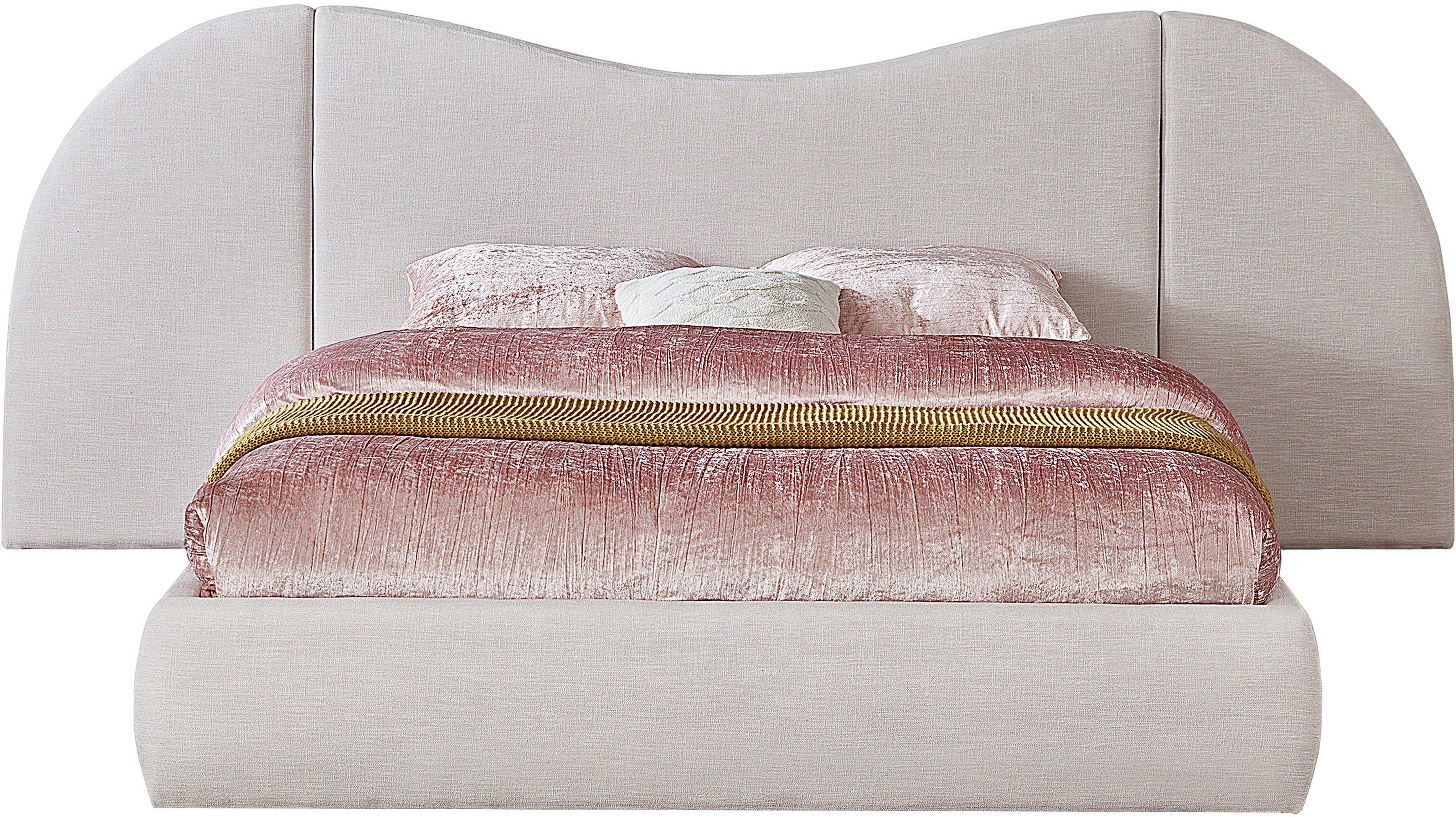 Everest - Linen Fabric King Bed - Cream