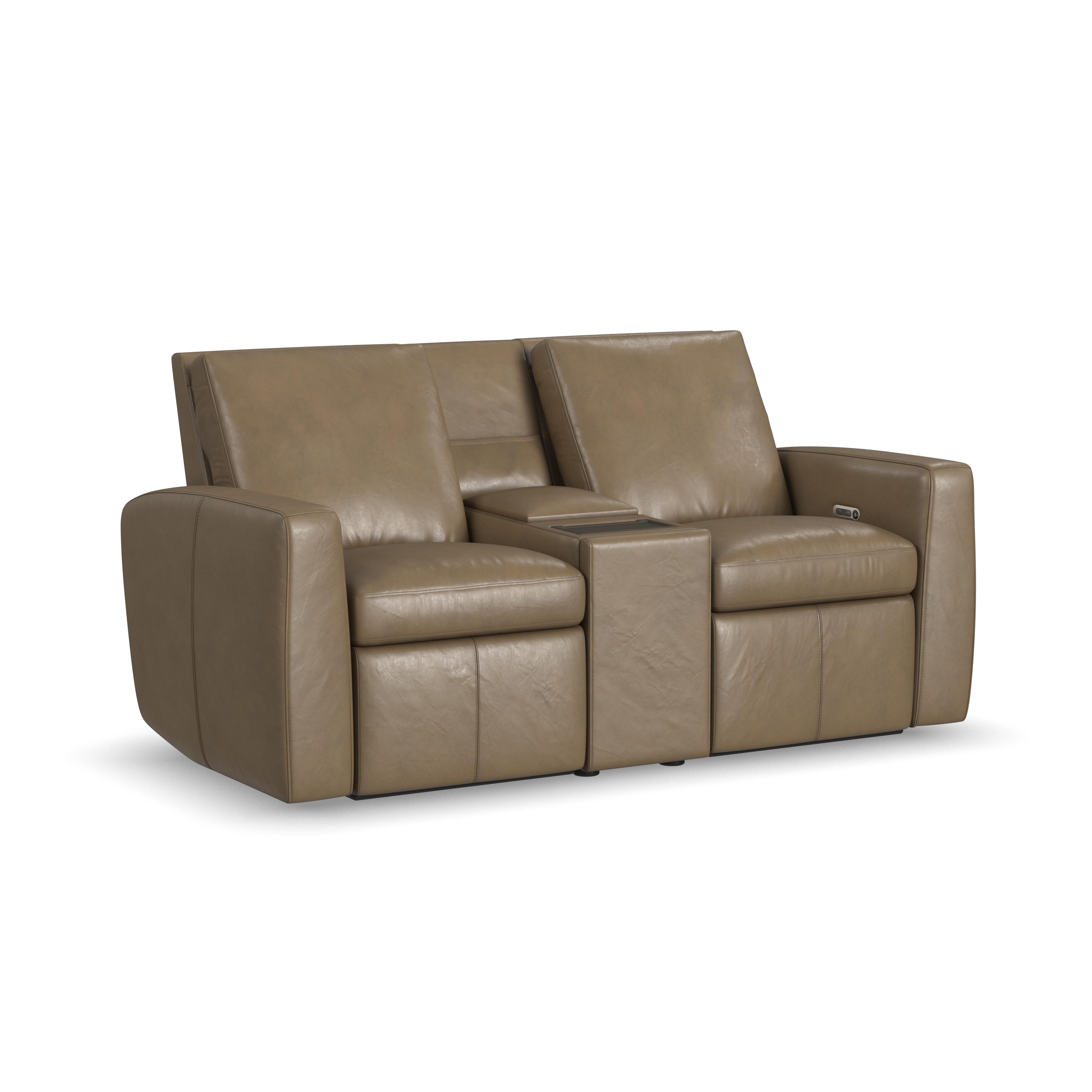 Aria - Power Reclining Loveseat With Console - Fawn Image