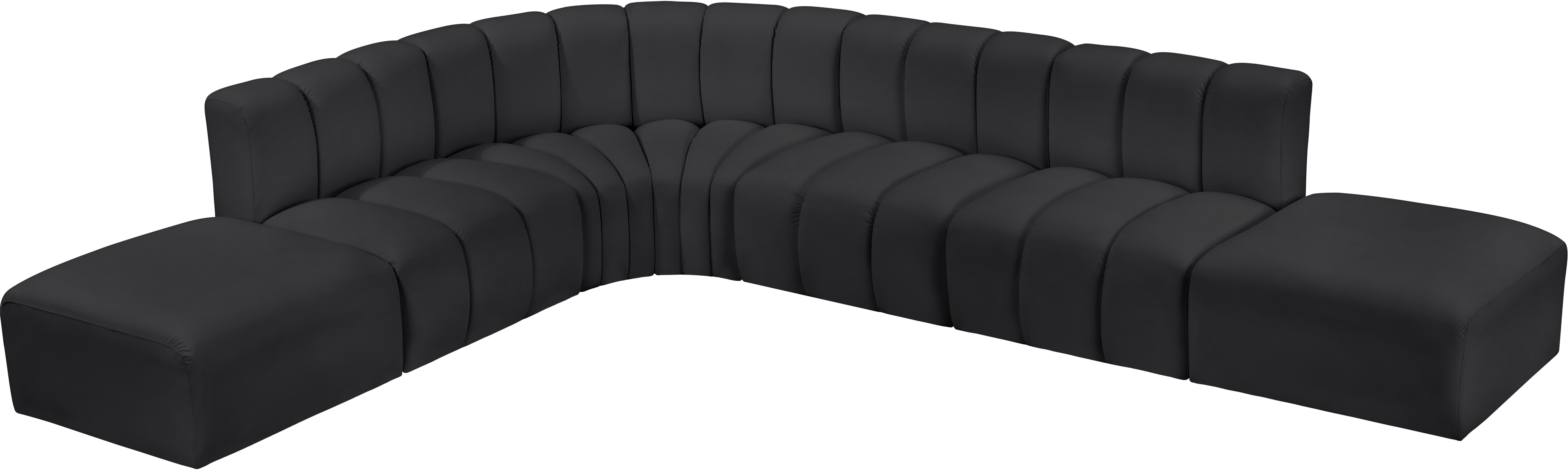 Arc - Faux Leather 7 Piece Corner Modular Sofa - Black