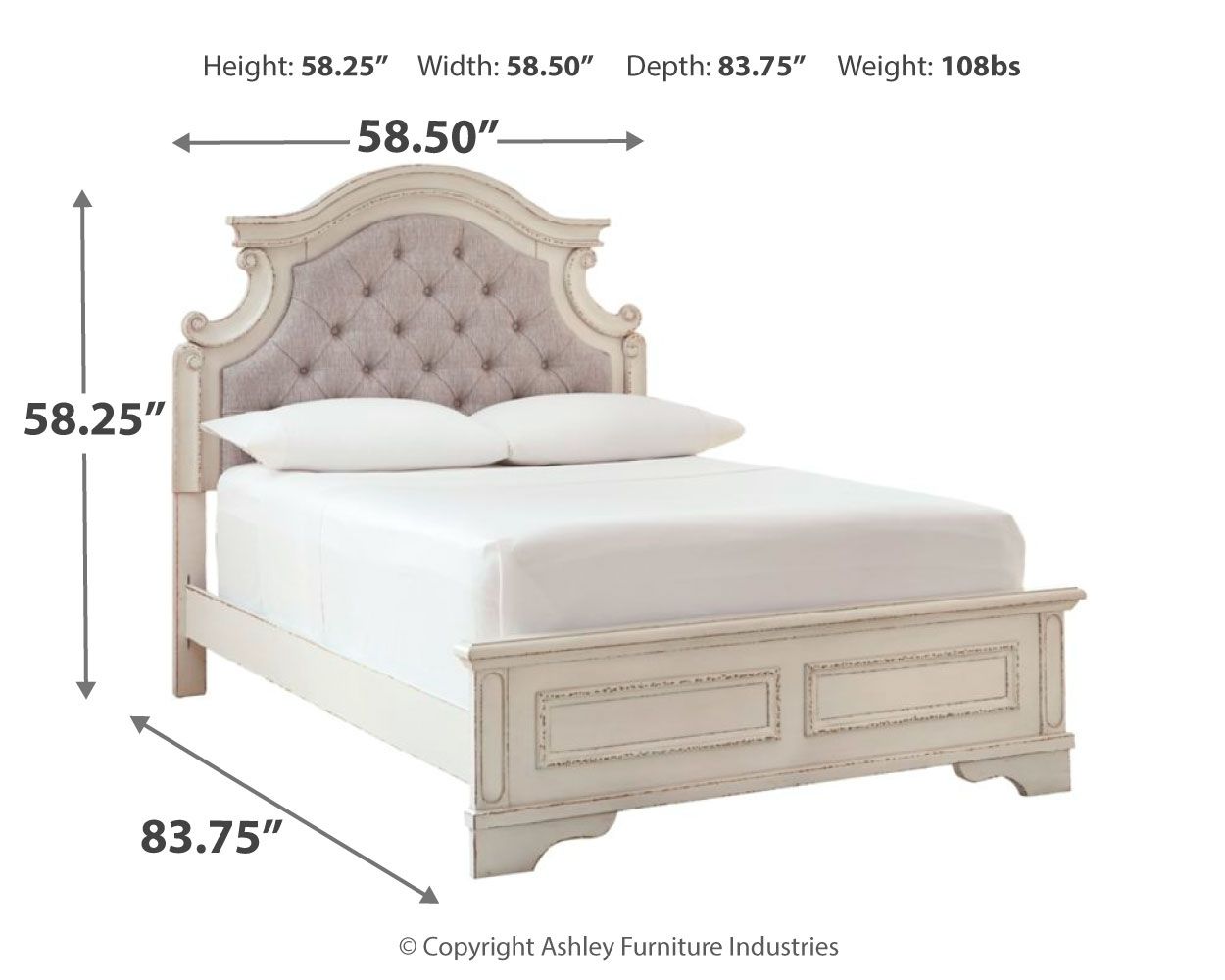Ashley Furniture Realyn - Full Panel Bed - Chipped White - Image 4