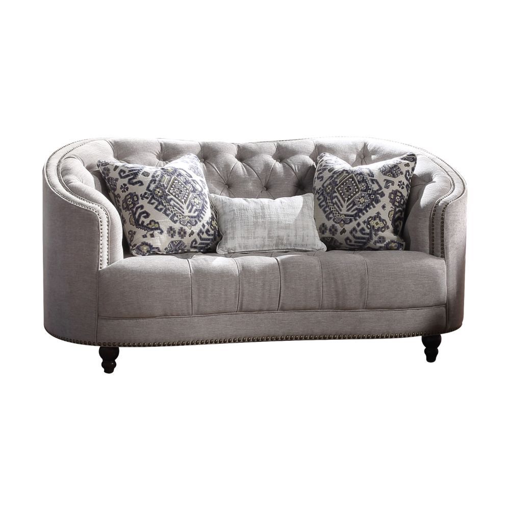 Saira - Loveseat With 3 Pillows - Light Gray Fabric, light gray, view 2