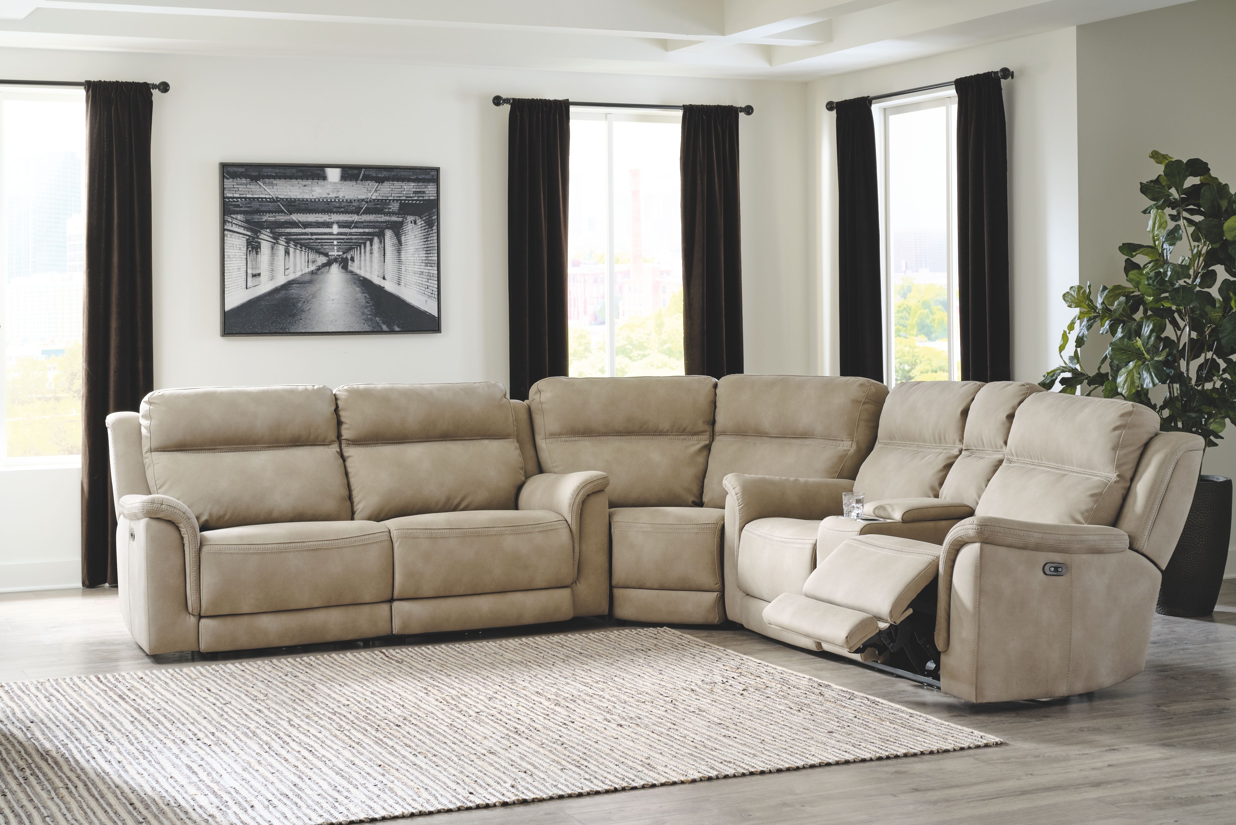 Ashley Next-gen Durapella - Sand - Power Loveseat With Console 3 Pc Sectional