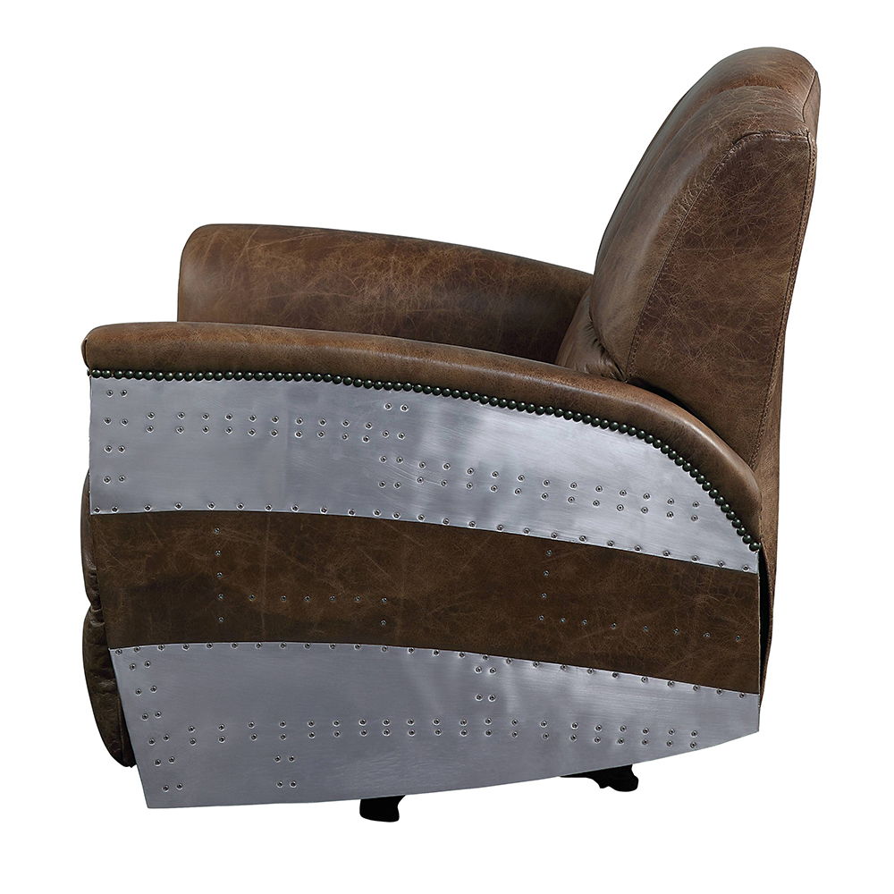 Brancaster - Power Motion Recliner - Retro Brown Top Grain Leather & Aluminum, light brown, view 3