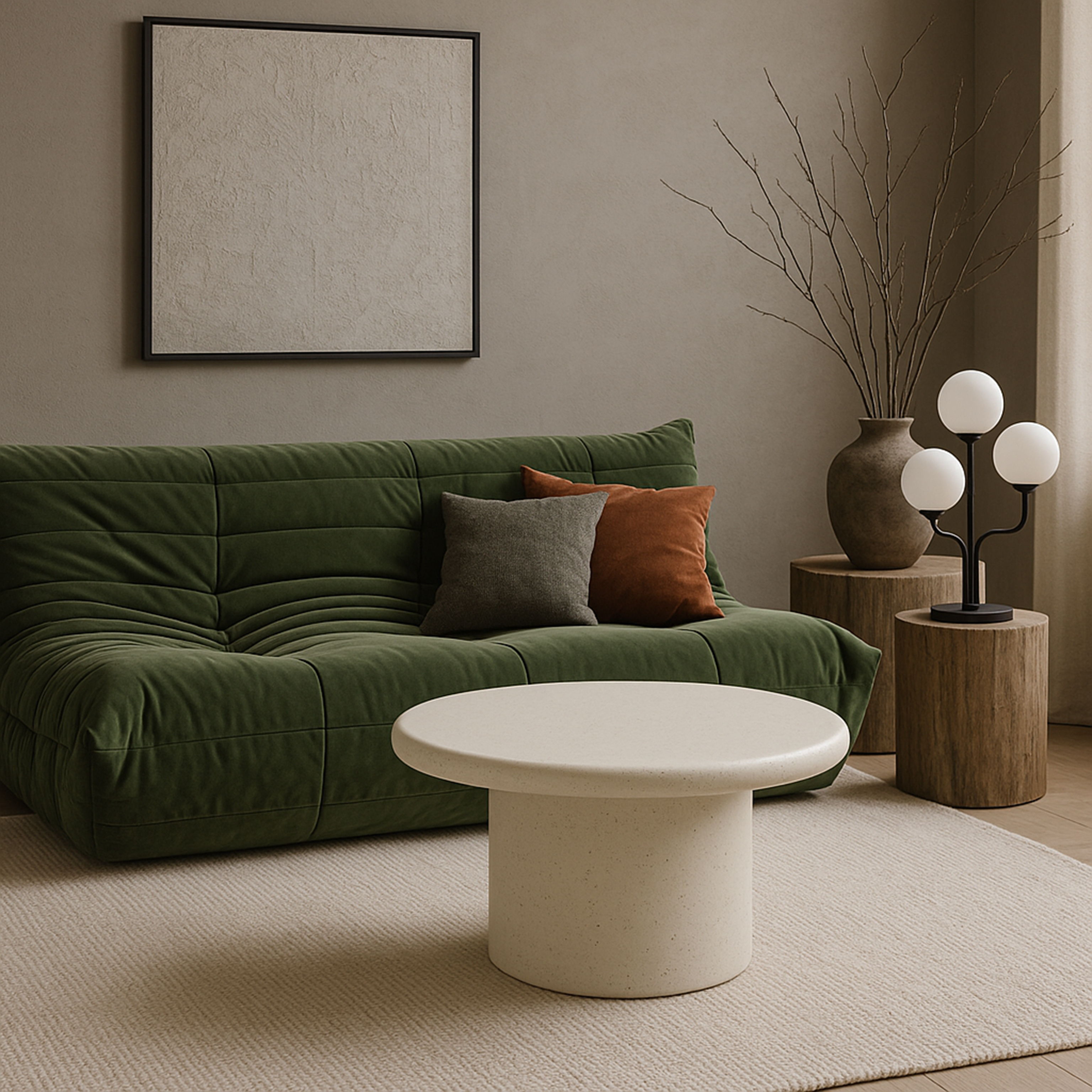 Emara - 14" Concrete And Fiberglass Indoor / Outdoor Coffee Table - Cream