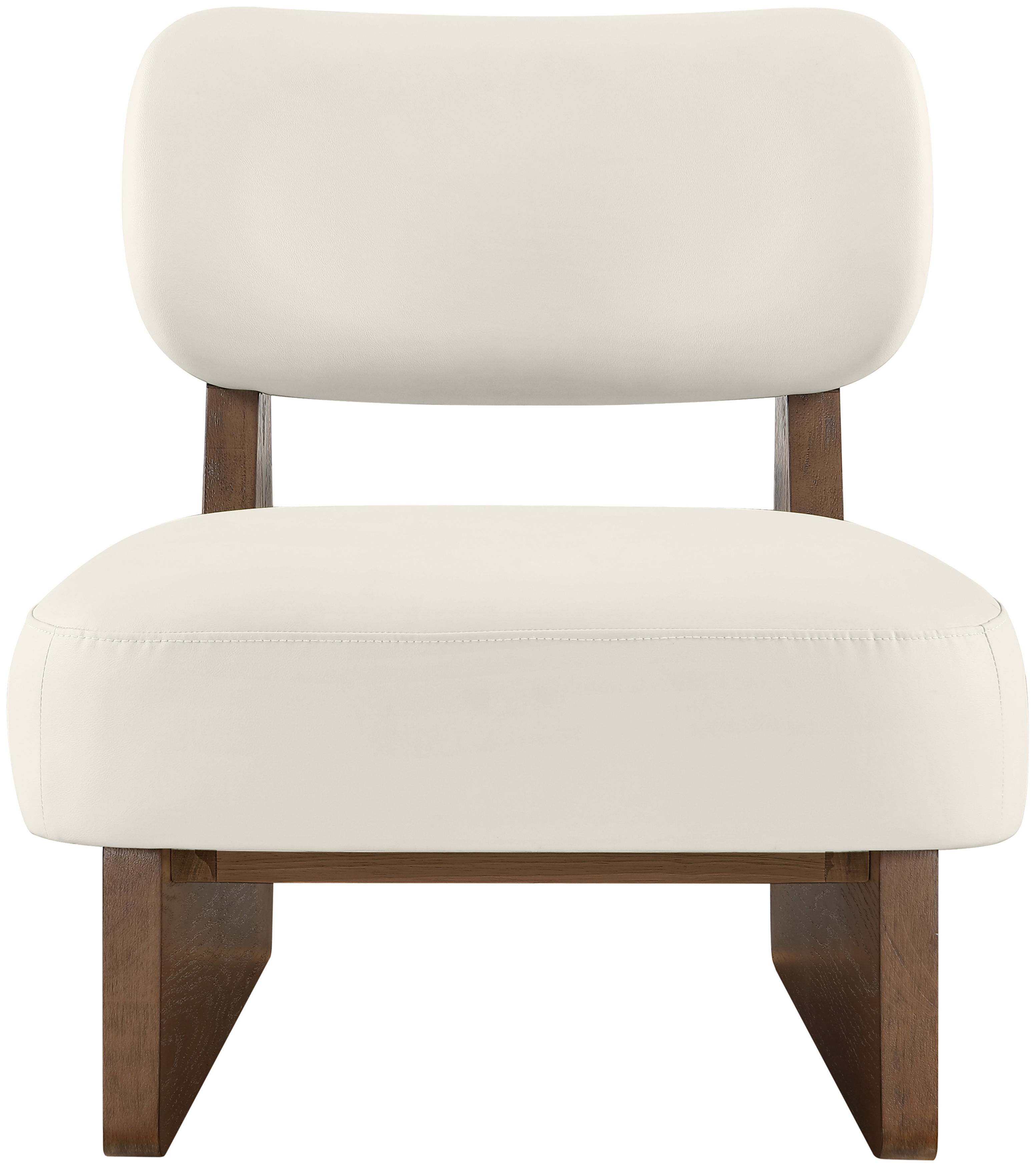 Vetra - Vegan Leather Upholstered Accent Chair - Cream / Painted Brown
