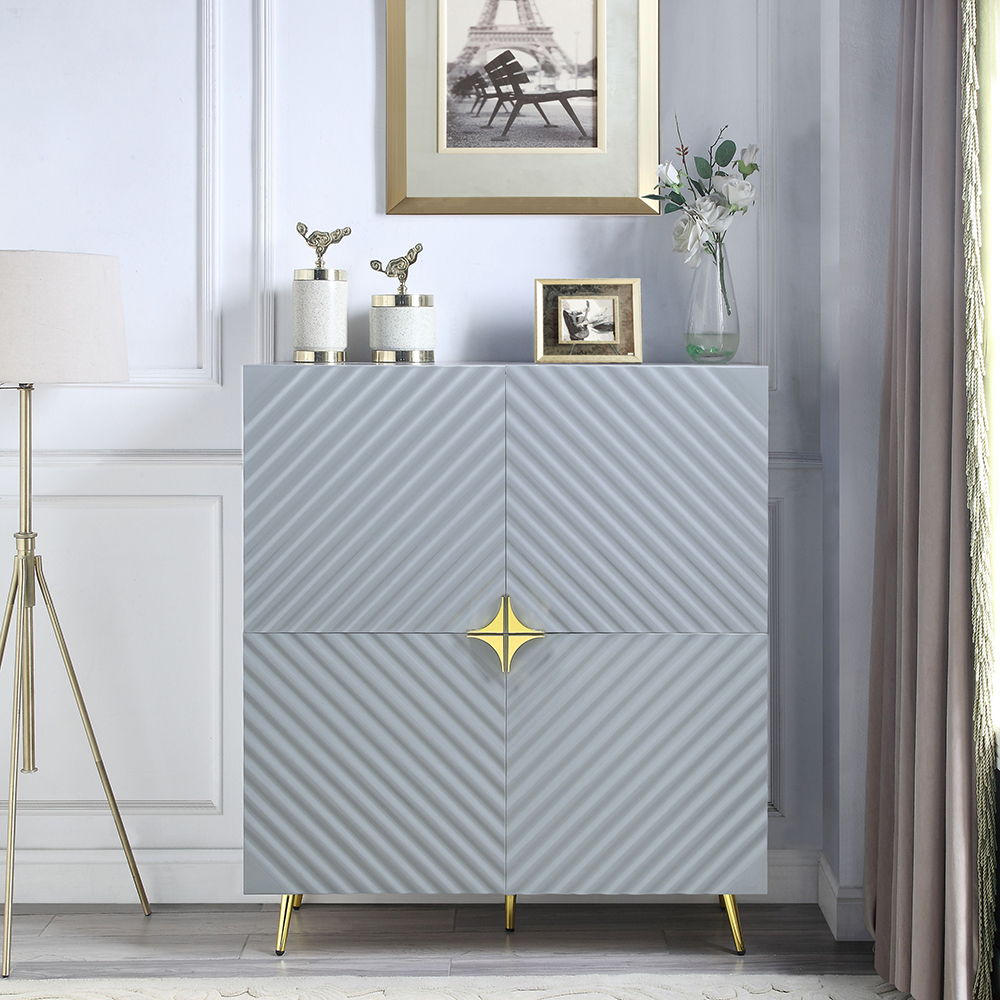 Gaines - Accent Cabinet - Gray High Gloss, dark gray