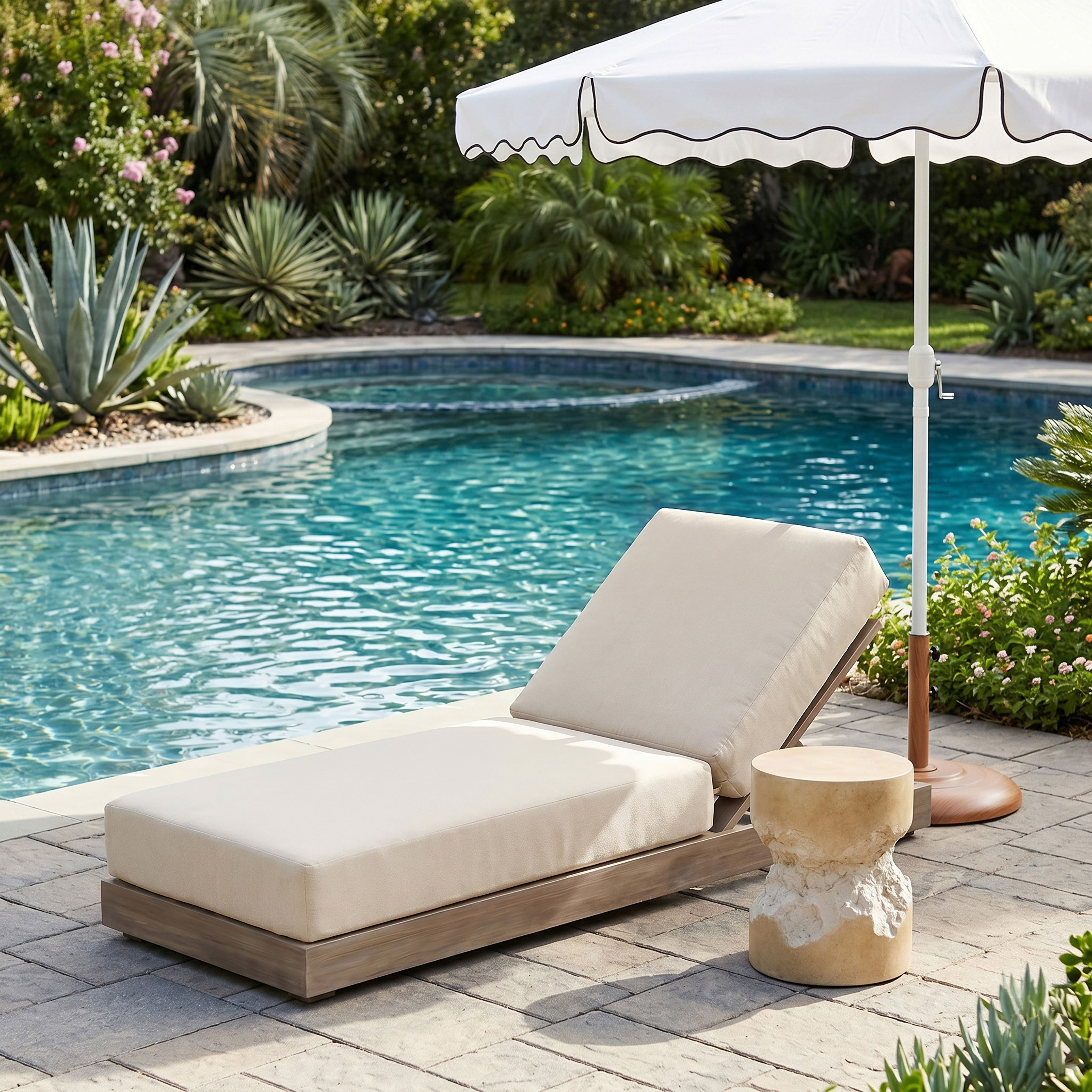 Solace - Olefin Performance Fabric Outdoor Patio Lounge Chair - Cream