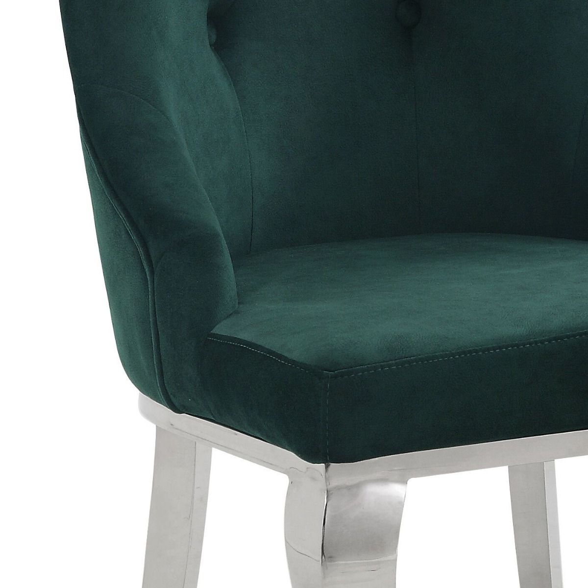 Dekel - Side Chair (Set of 2) - Green Fabric & Stainless Steel, dark green, view 4