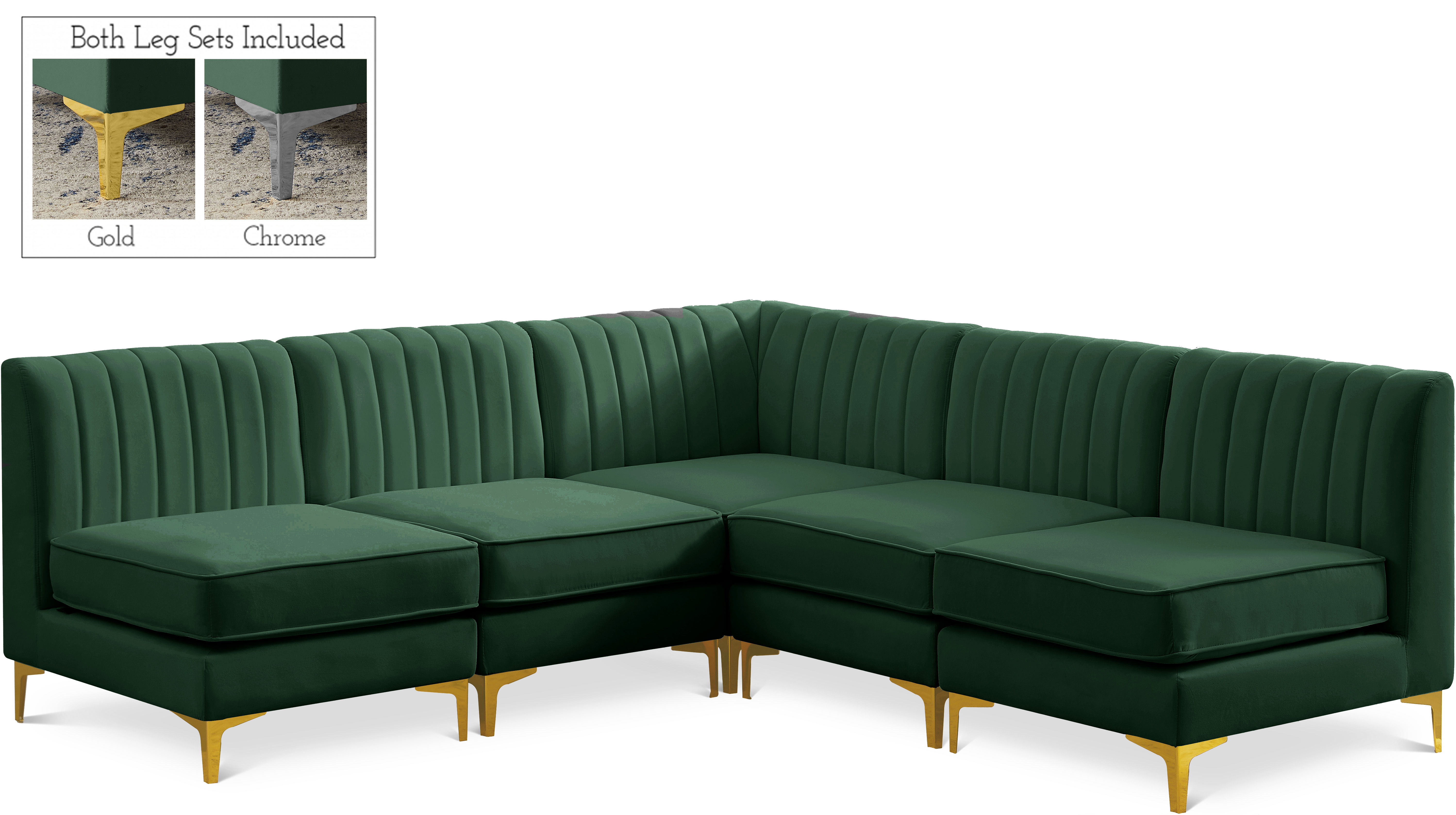 Alina - 5 Piece Modular Armless Sectional - Green