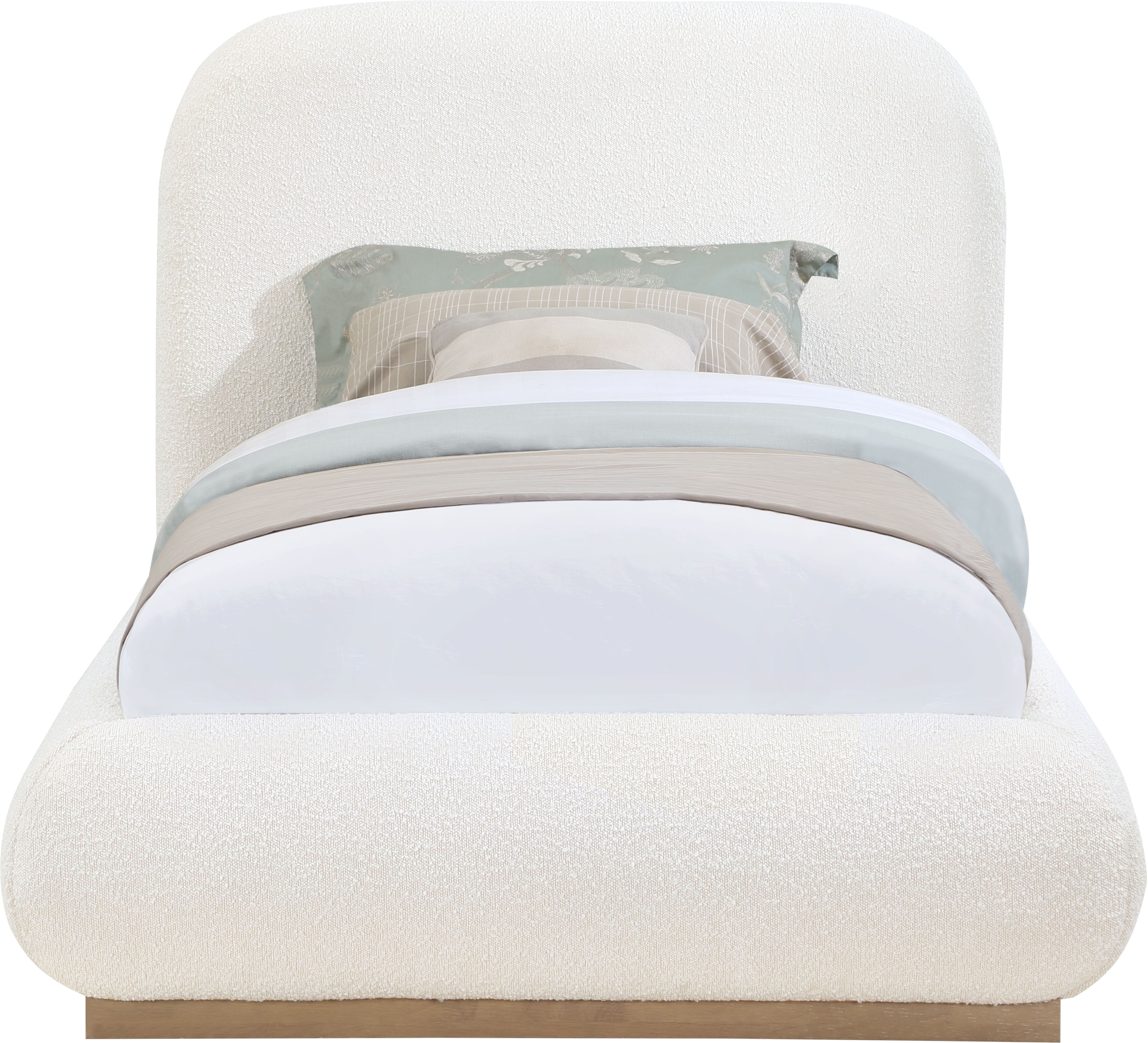 Vaughn - Boucle Twin Bed With Natural Base - Cream