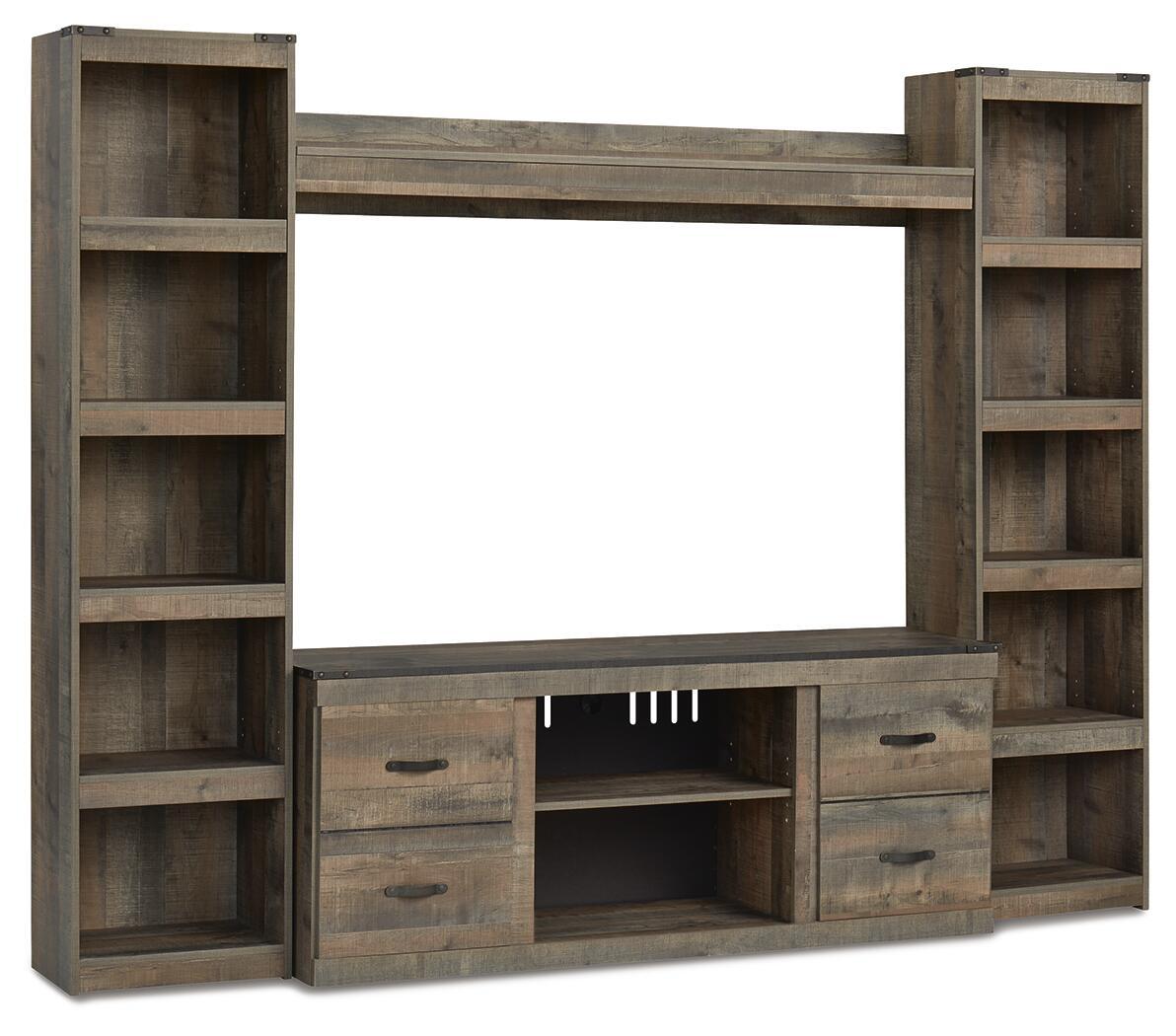 Trinell – 4-Piece Entertainment Center With 60″ TV Stand W/Fireplace Option – Brown
