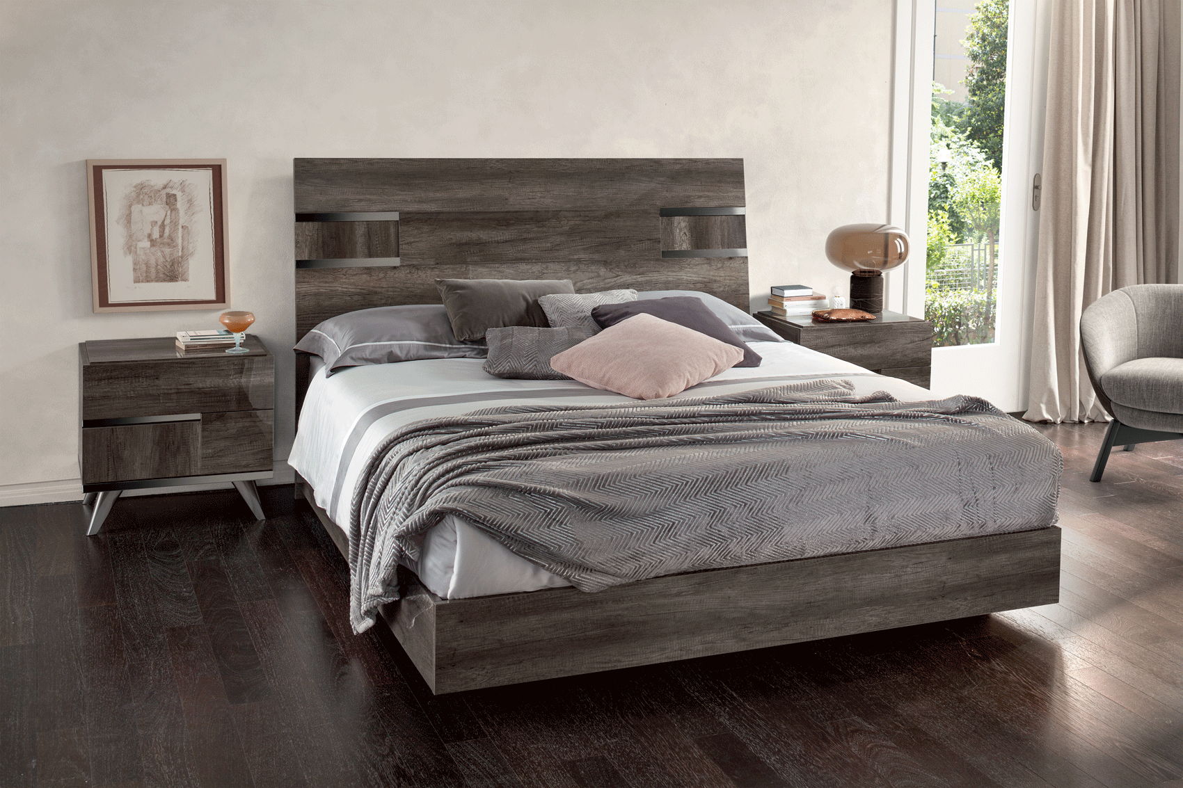 Medea - Queen Size Bed - Vintage Oak