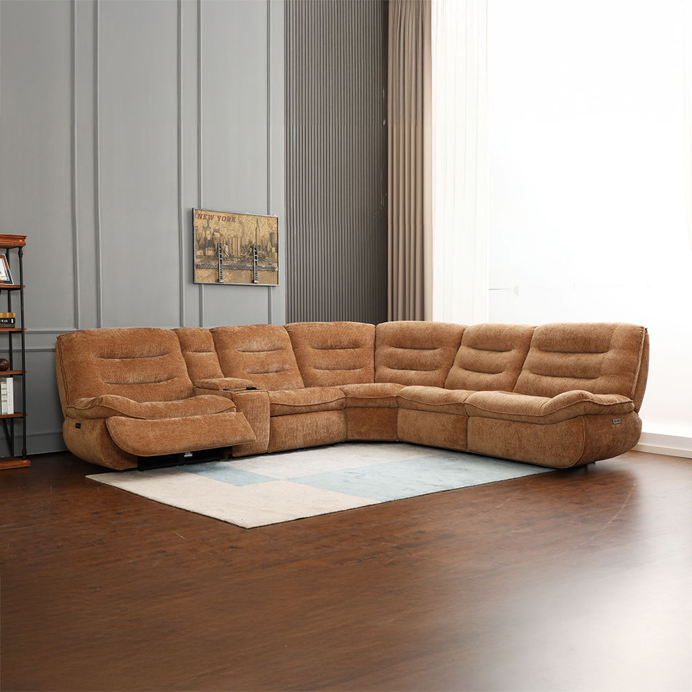 Emmy - Power Motion Sectional Sofa - Orange Chenille, orange, view 2