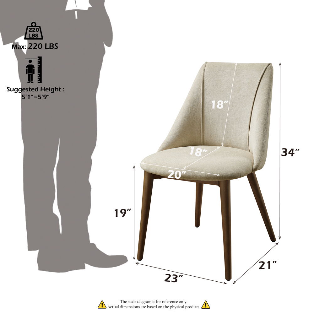 Willene - Side Chair (Set of 2) - Beige Fabric & Walnut, beige, view 7