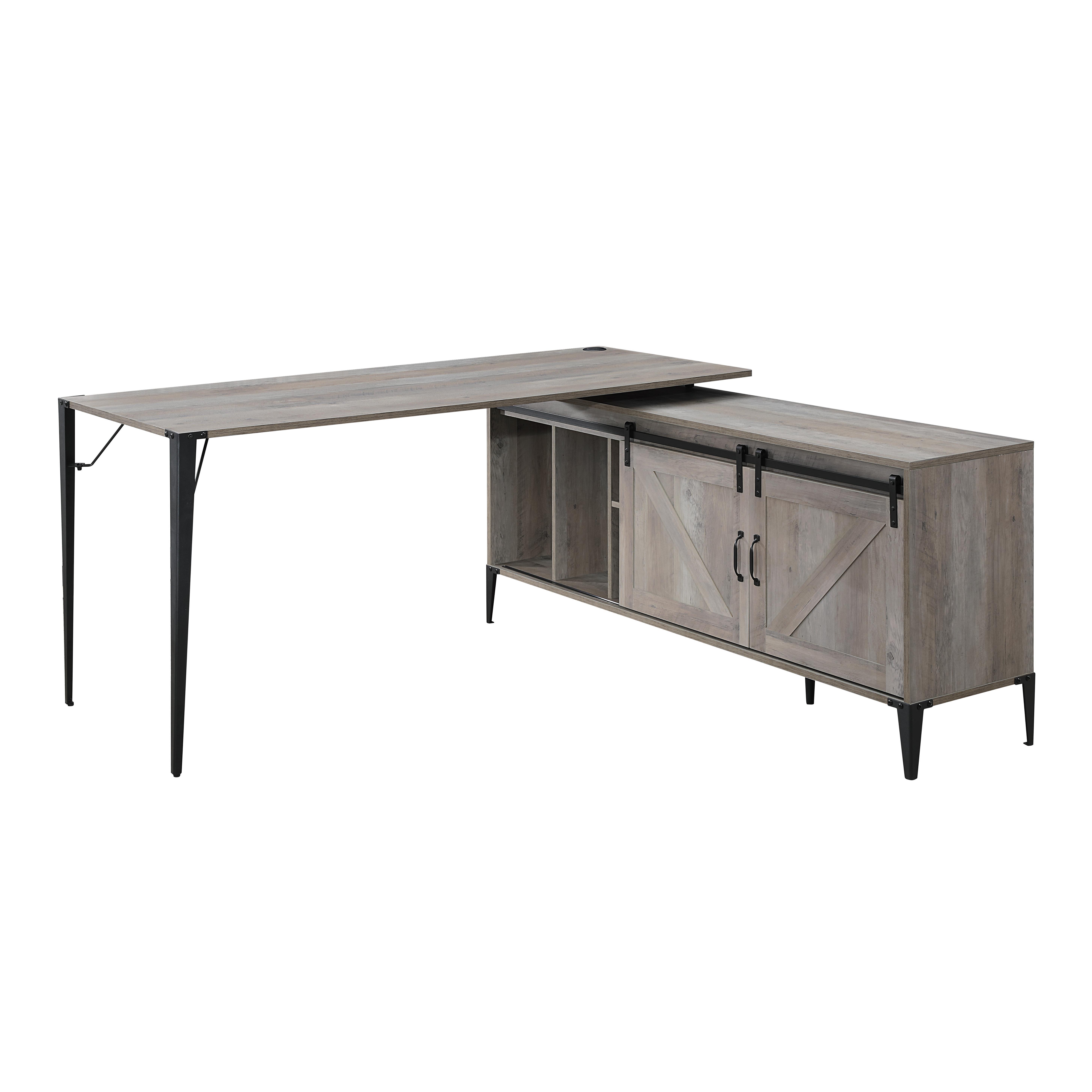 Zakwani - Writing Desk - Gray Oak & Black, gray, view 2