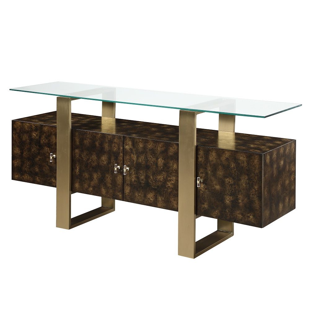 Mabyn - Console Cabinet - Brass & Antique Brown, dark brown, view 2