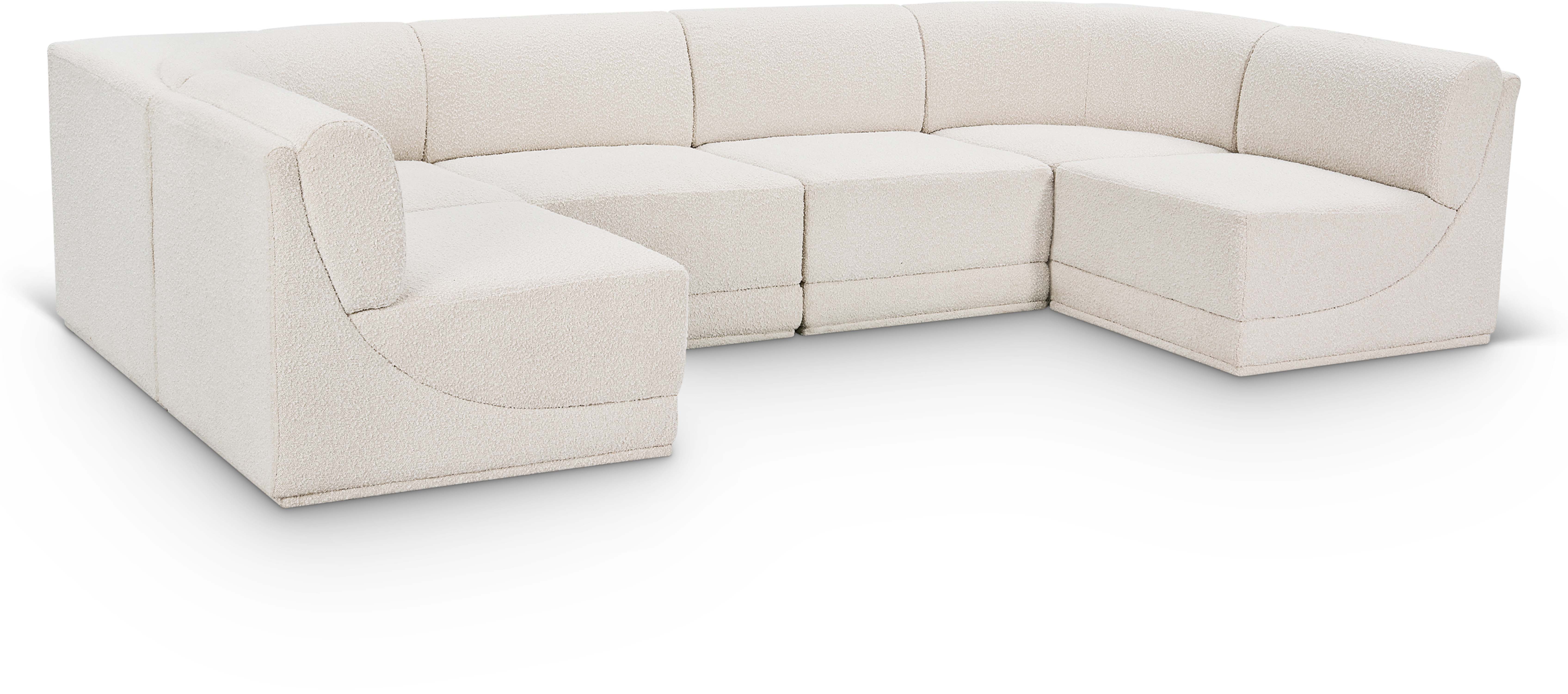 Ollie - 6 Piece Modular U-Shaped Sectional - Cream