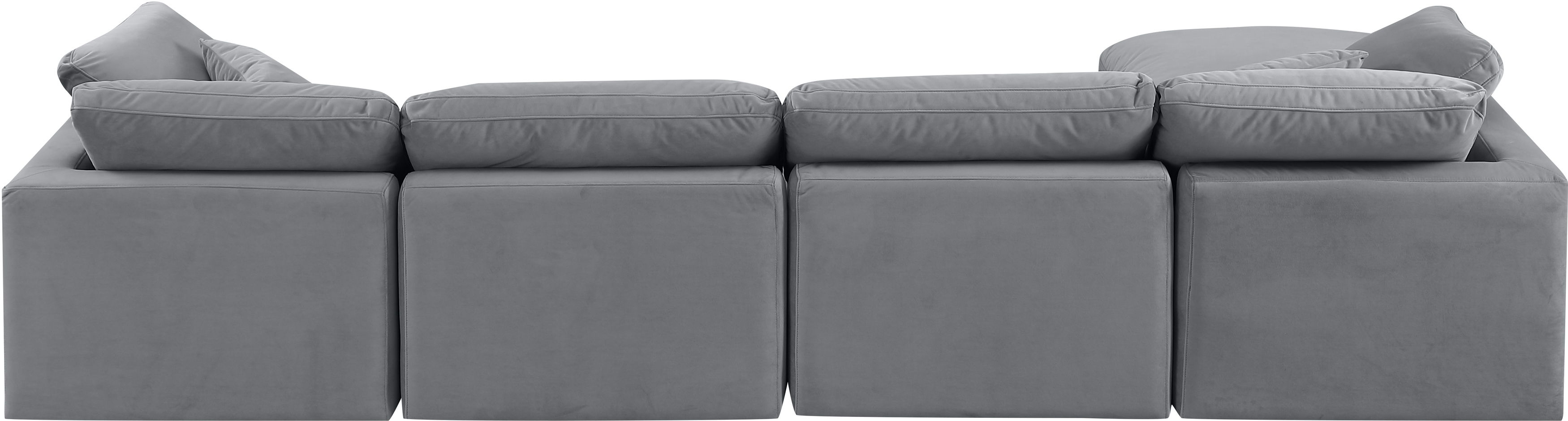 Indulge - Velvet 5 Piece Modular Sectional With Chaise - Gray