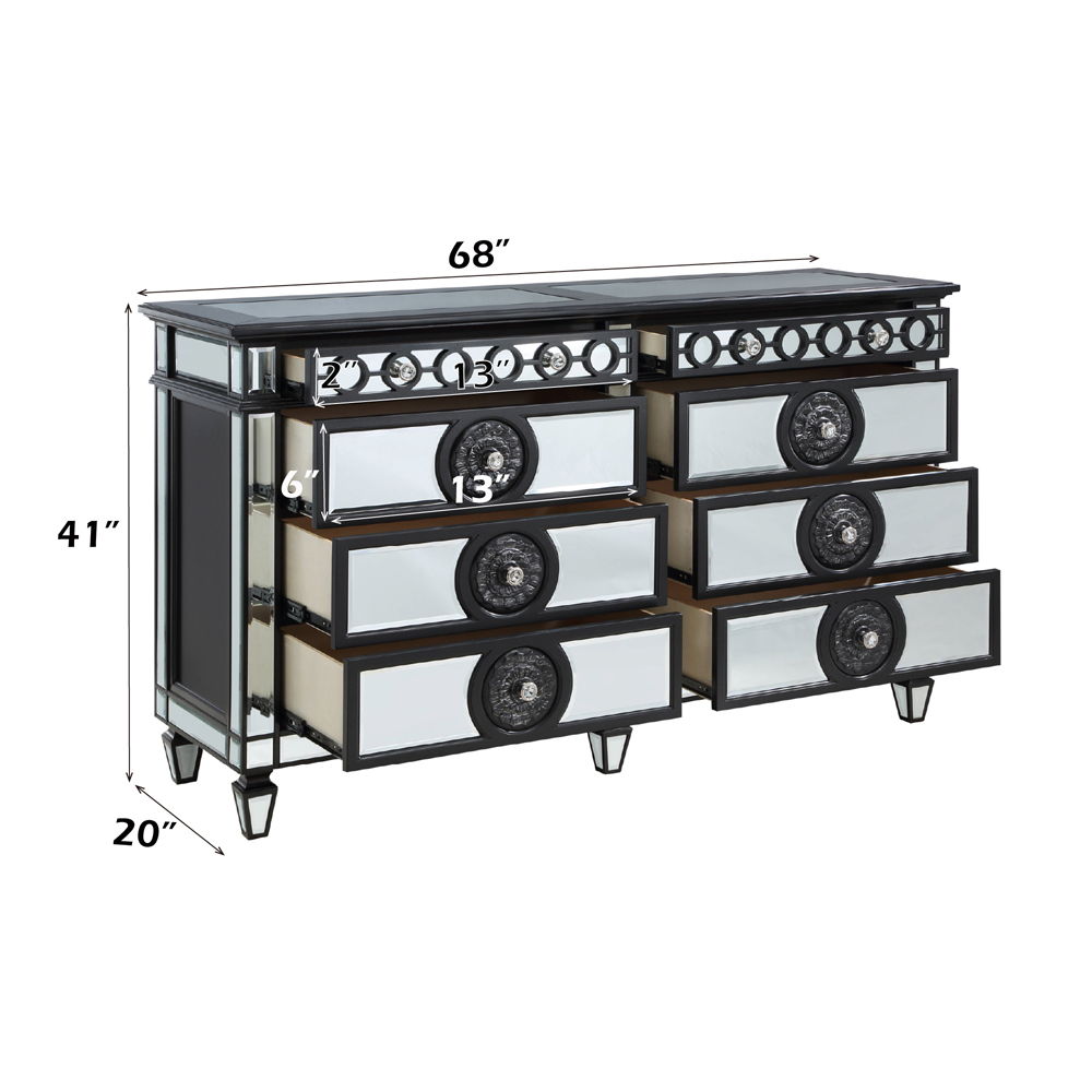 Varian II - Dresser - Mirrored, Black & Sliver, black, view 4