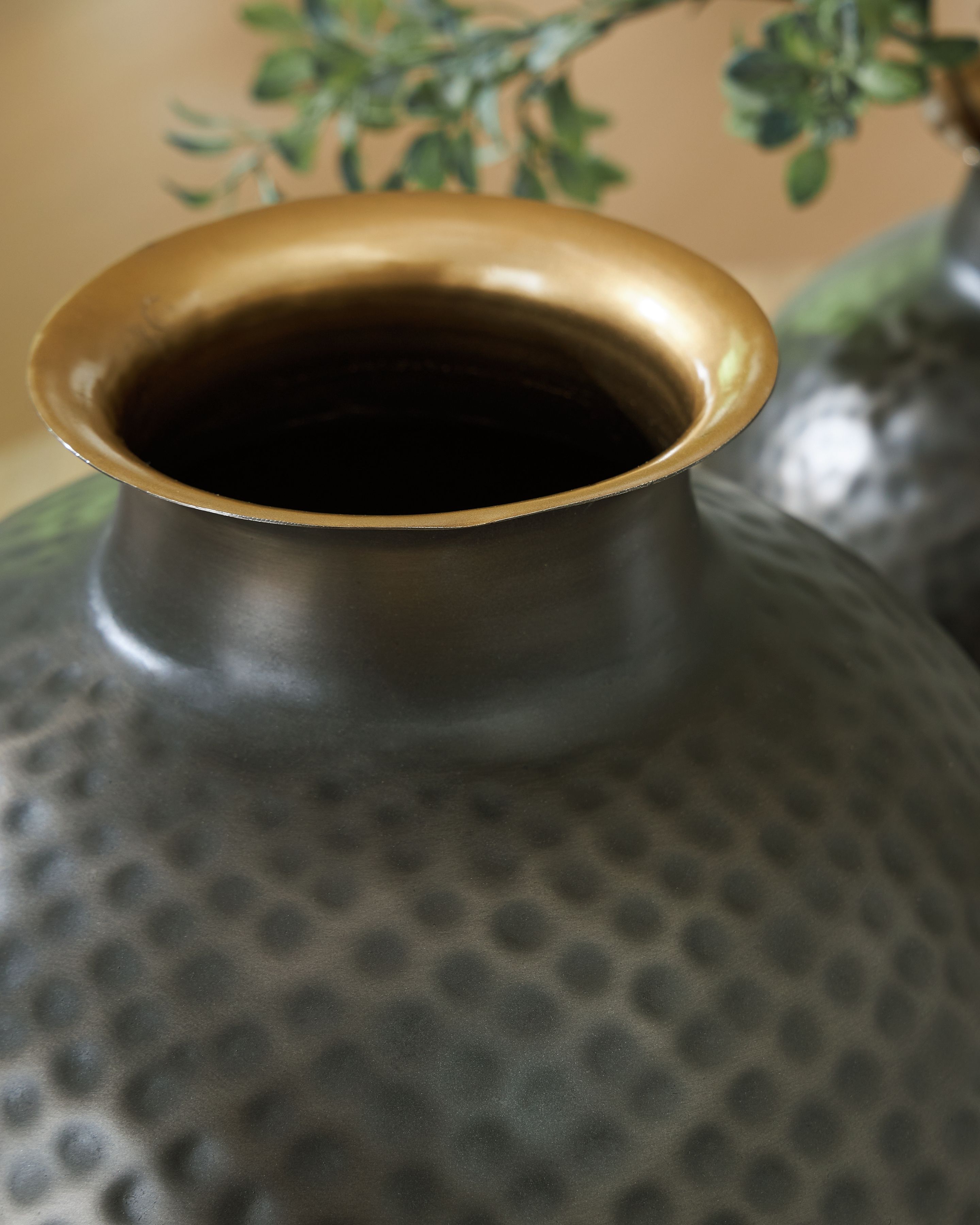 Woody - Vase - 14" - Pewter / Gold Finish