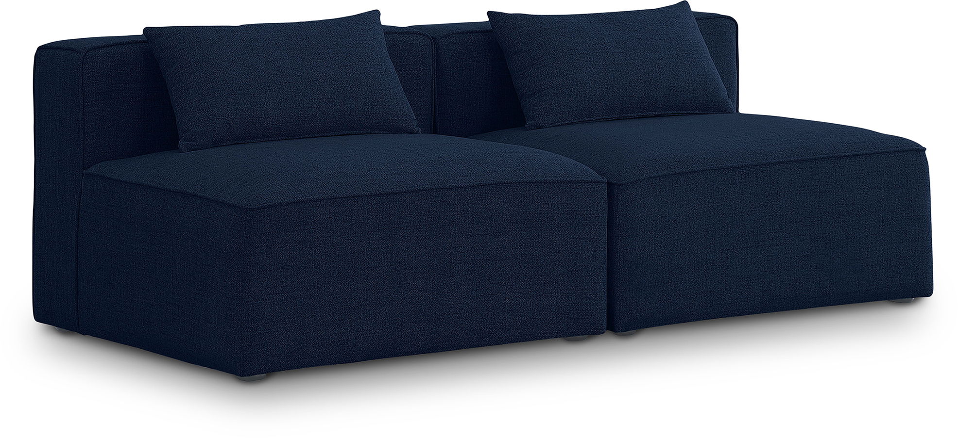 Cube - Linen Modular 2 Seat Armless Sofa - Navy