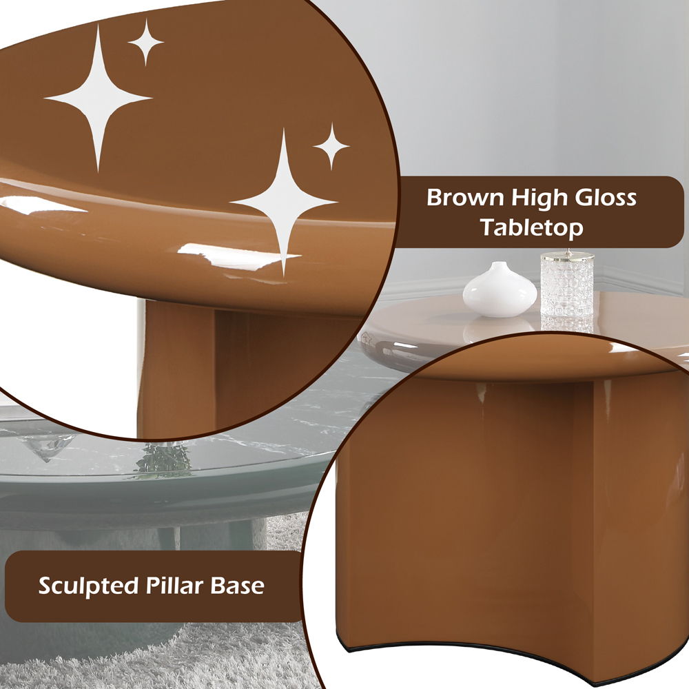 Ronald - End Table - Brown High Gloss, dark brown, view 7