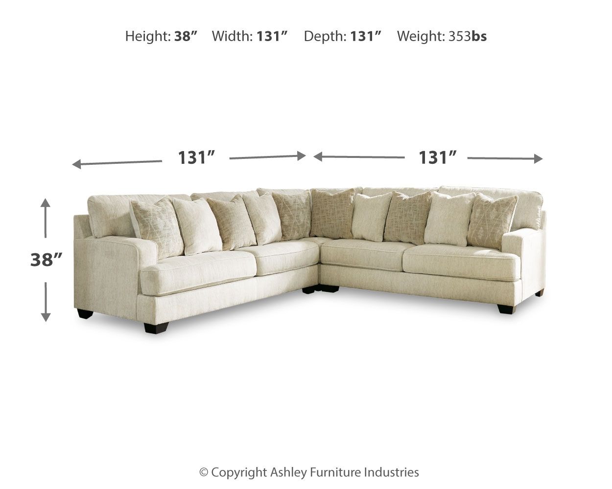 Ashley Furniture Rawcliffe - Left Arm Facing Sofa 3 Pc Sectional - Parchment - Image 6