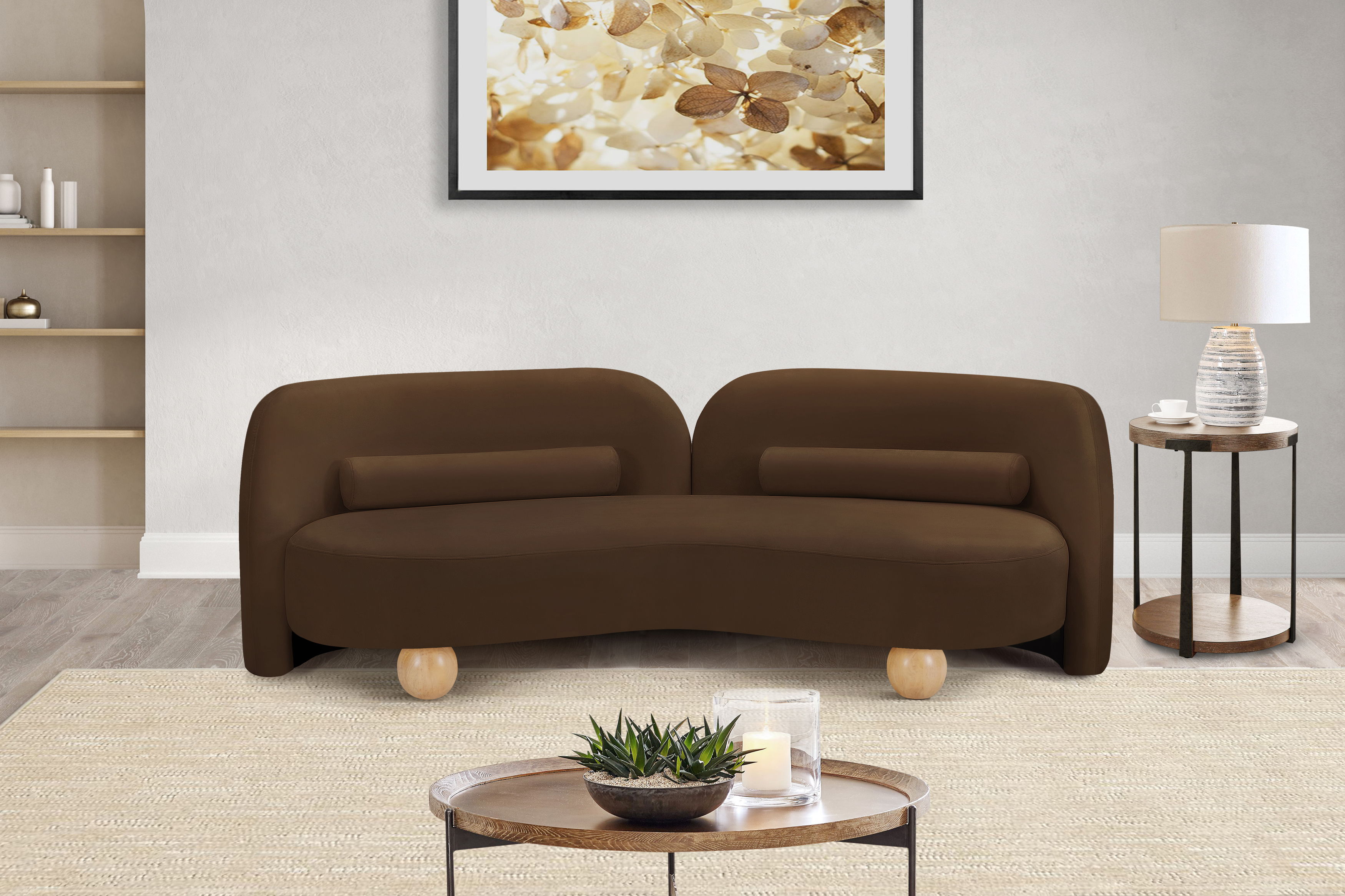 Daphne - Velvet Sofa - Brown