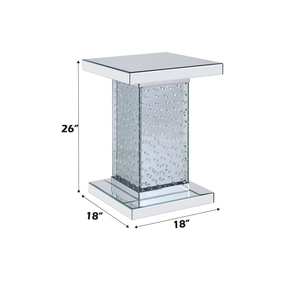 Nysa - 26" End Table - Mirrored & Faux Crystals, silver, view 6