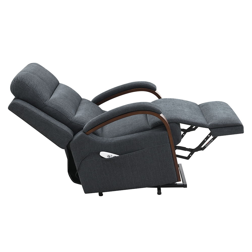 Kayla - Power Recliner With Lift & Heating & Massage - Gray Chenille, dark gray, view 4