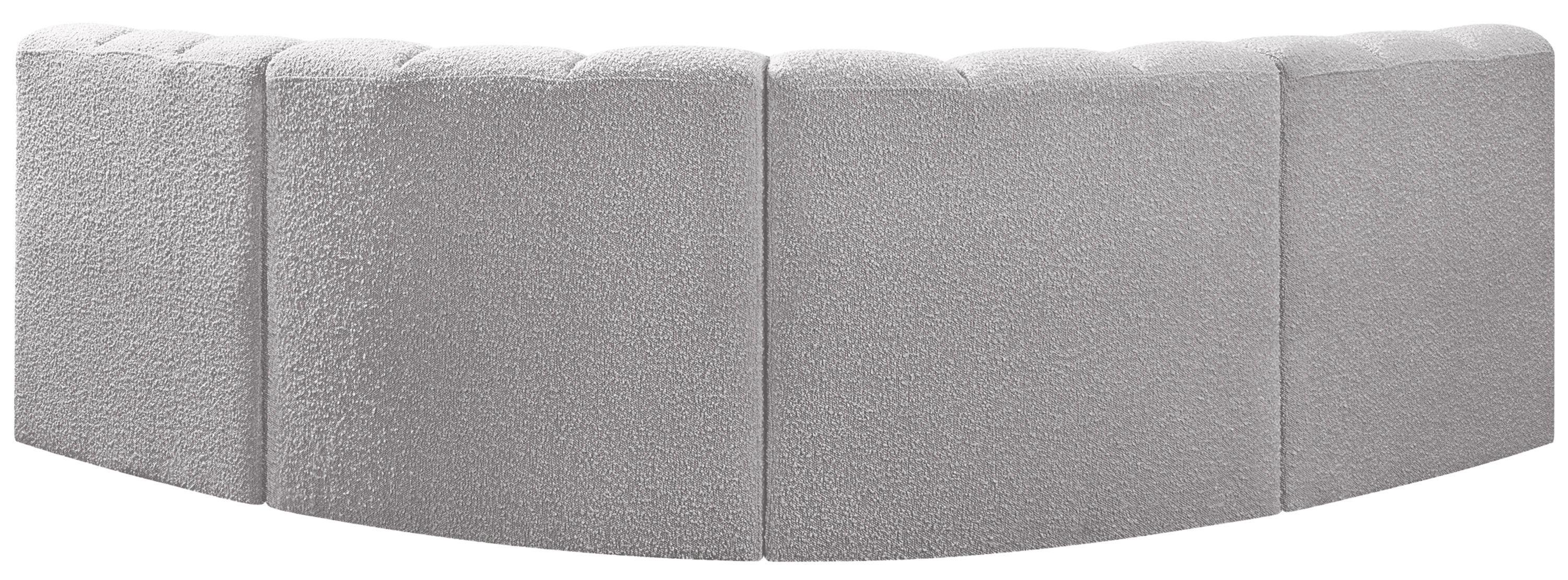 Arc - Boucle Fabric 4 Piece Corner Modular Sofa - Gray