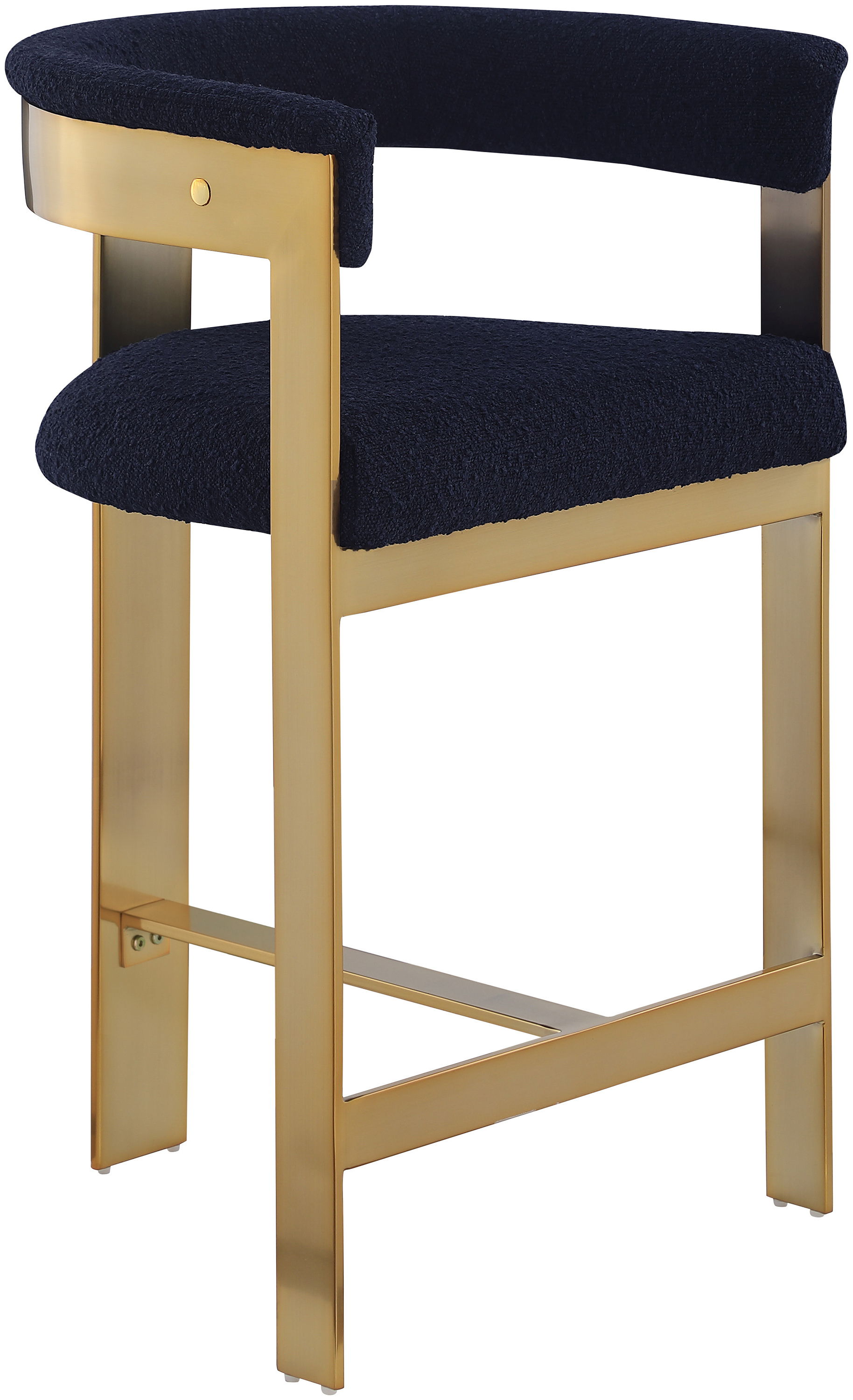 Romeo - Boucle Counter Stool With Gold Base (Set of 2) - Navy