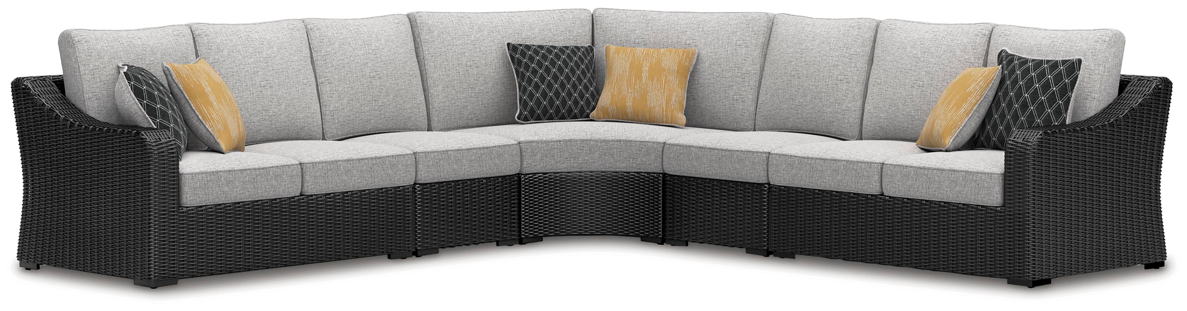 Beachcroft – 5-Piece Outdoor Sectional – Black / Light Gray
