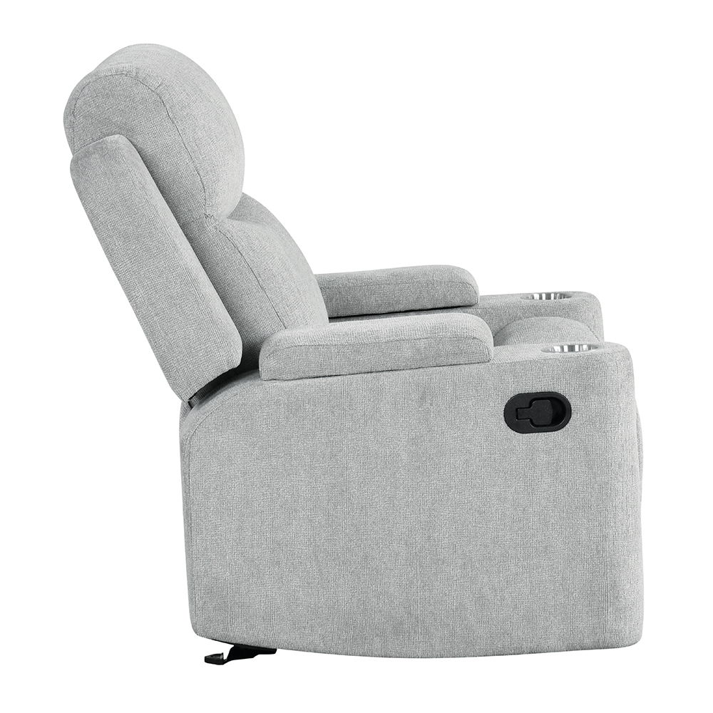 Galya - Motion Glider Recliner - Light Gray Chenille, light gray, view 3