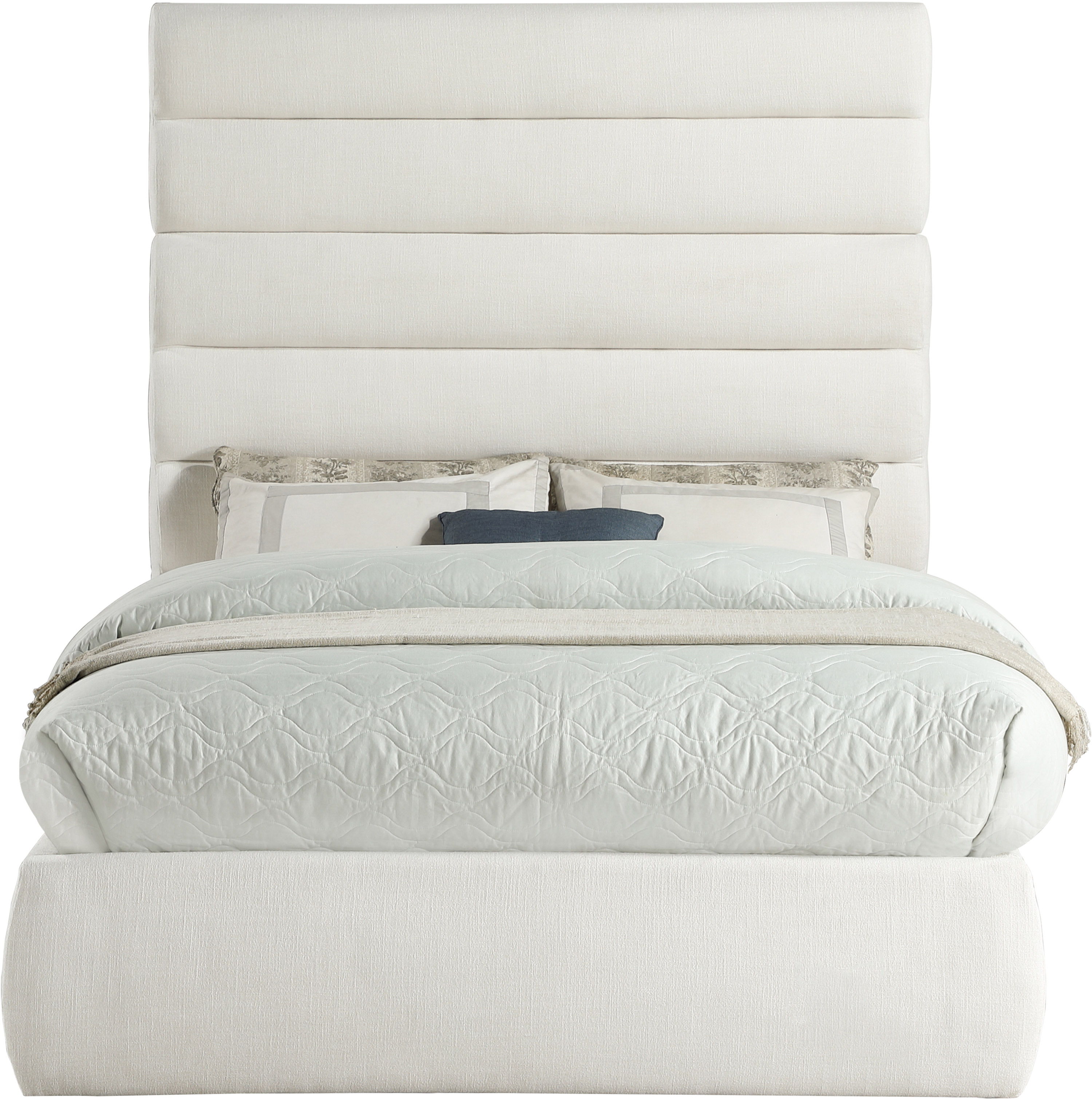 Adam - Linen Fabric Full Bed With 70.5" Headboard - Cream