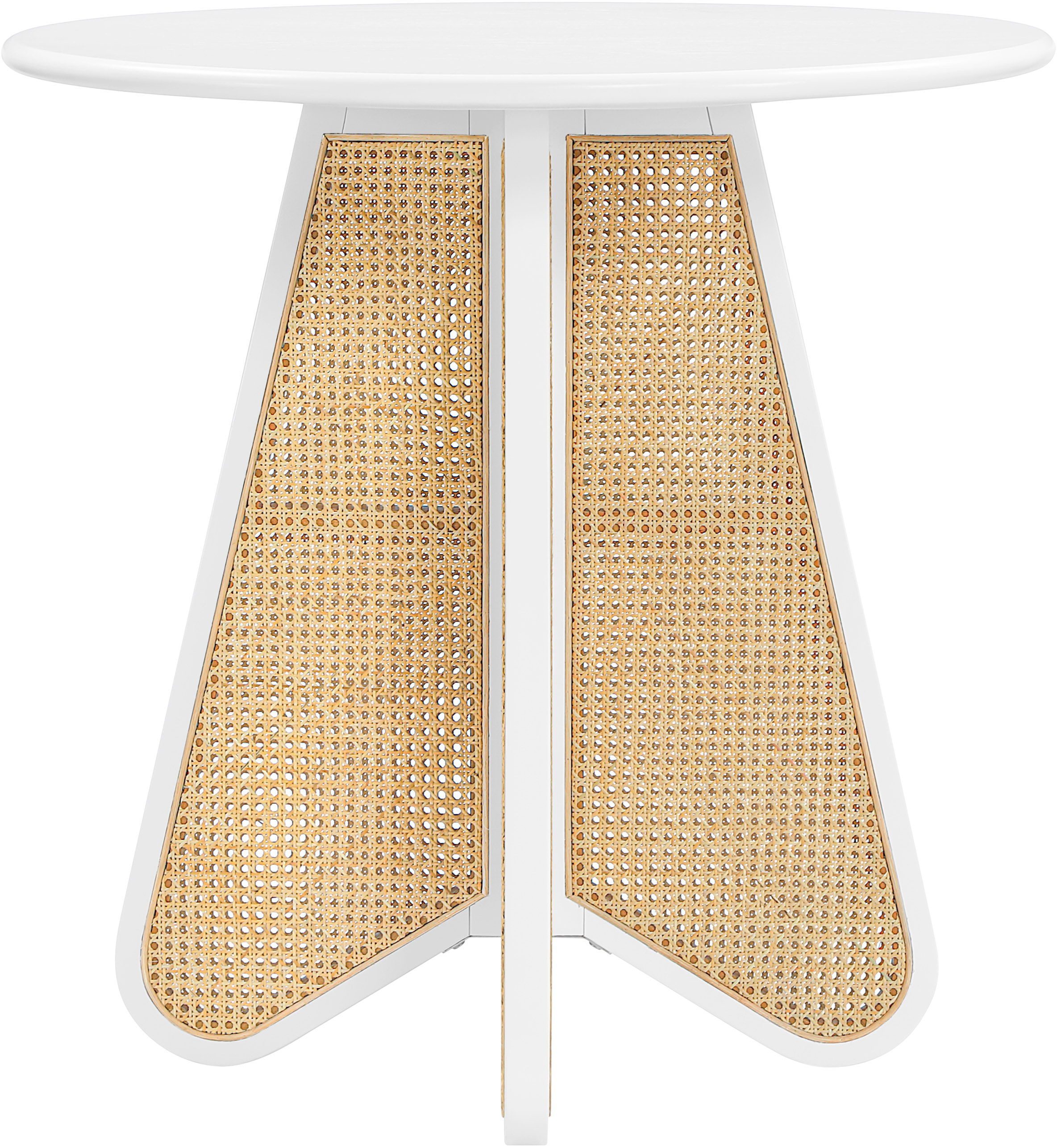 Butterfly - Solid Wood And Natural Cane Counter Height Table - White / Natural