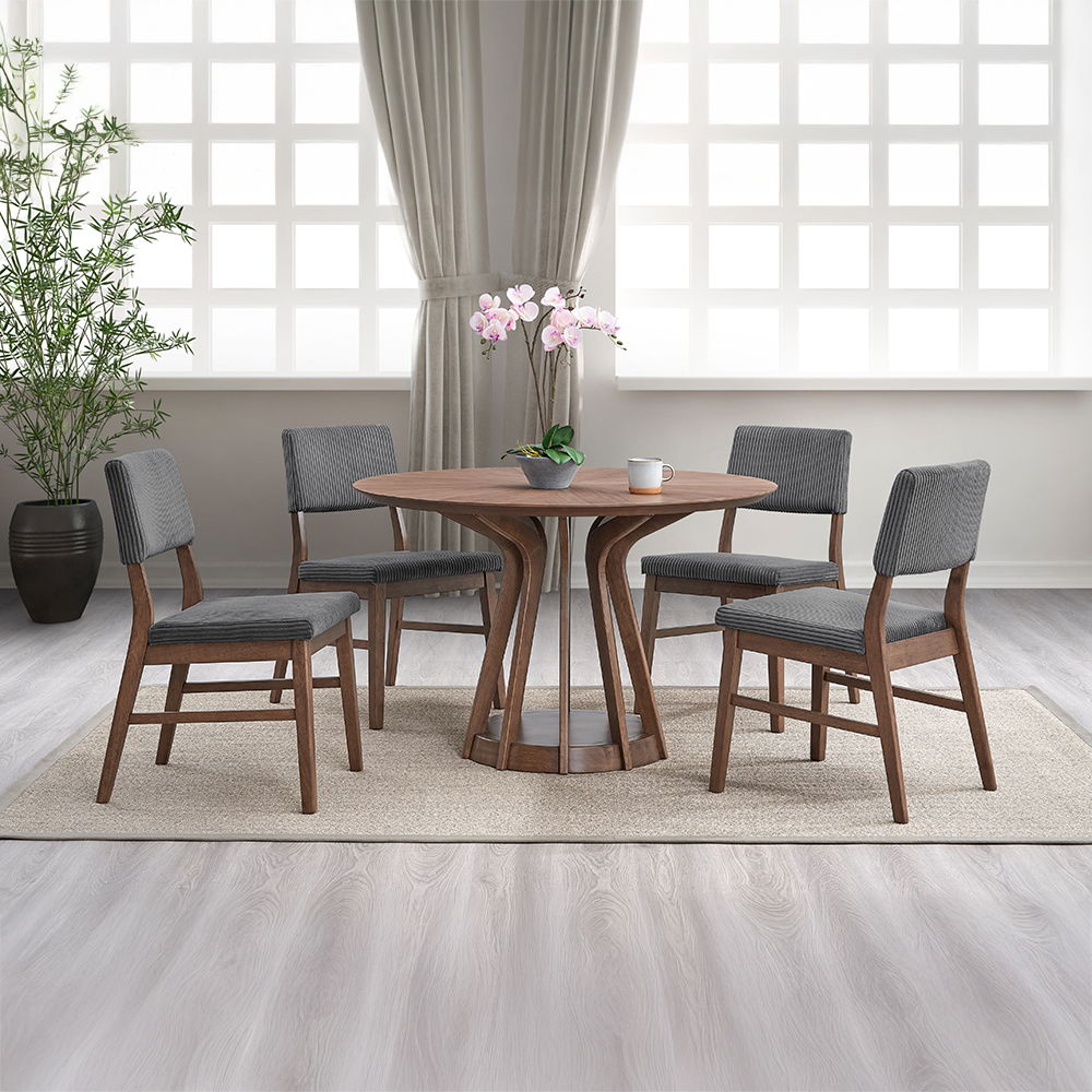 Seda - Round Dining Table - Walnut, light brown, view 4
