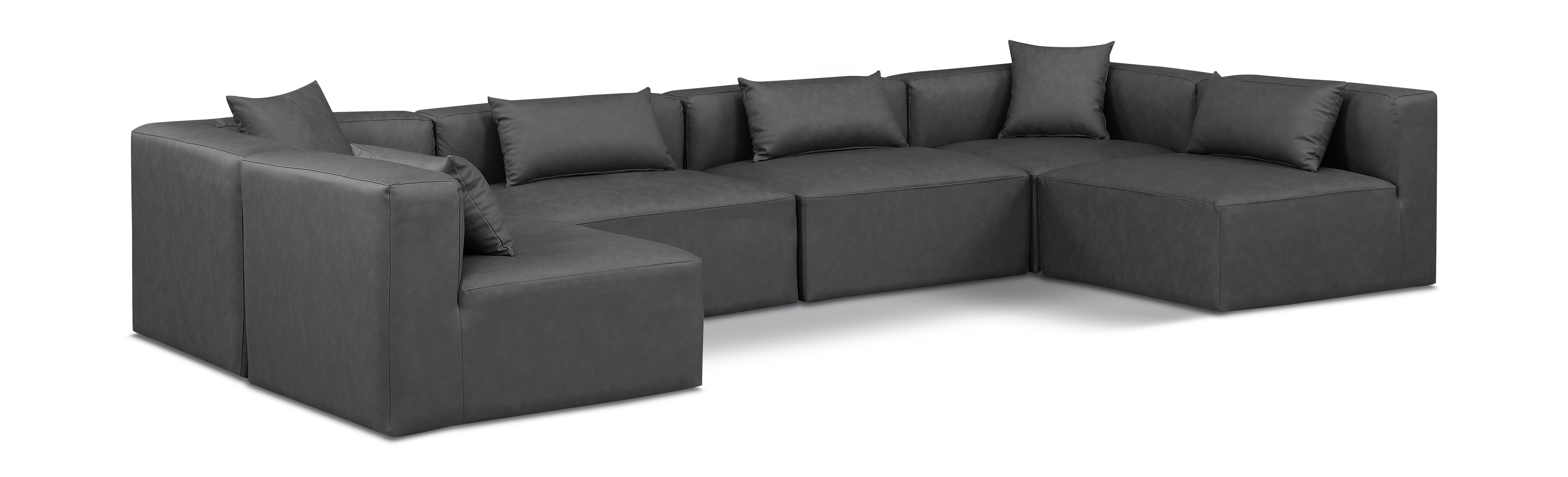 Cube - 6 Piece Modular Armless Sectional - Charcoal Gray