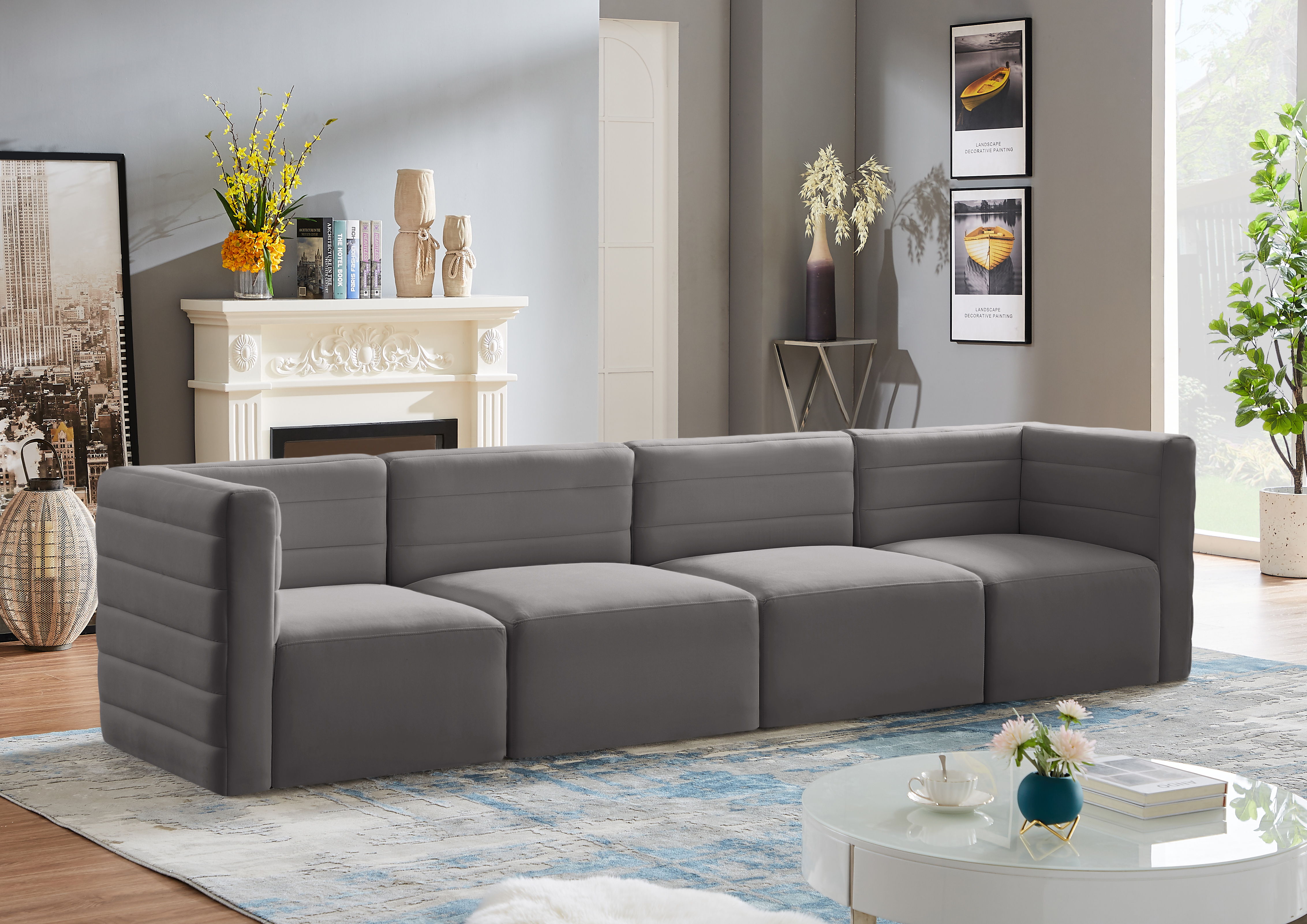 Quincy - 4 Piece Modular Sofa - Gray