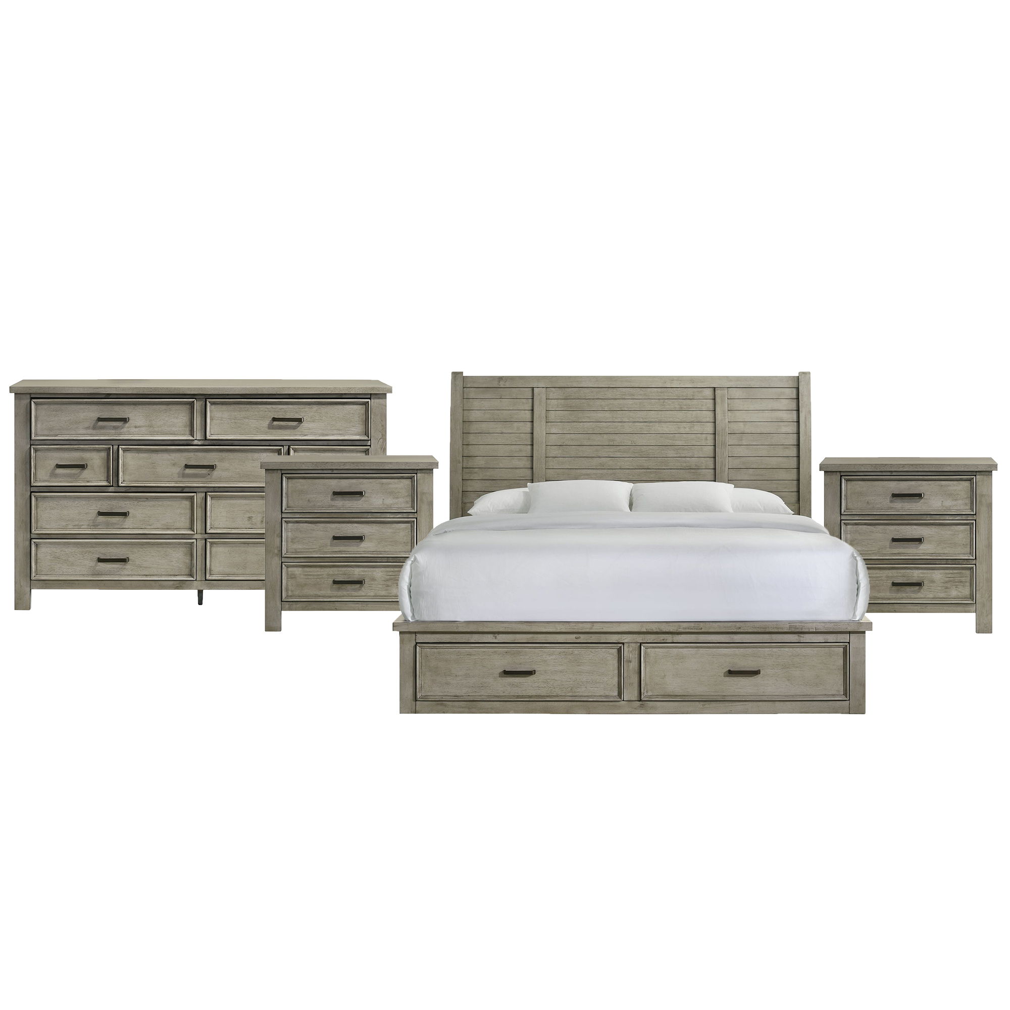 King · 4 Pc · Bedroom Set With 2 Nightstands & Dresser