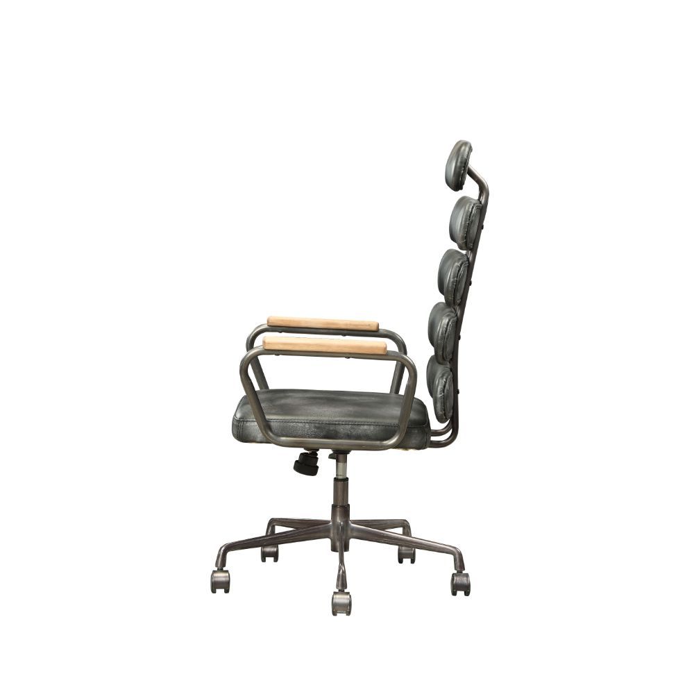Calan - Office Chair - Vintage Black Top Grain Leather, black, view 4