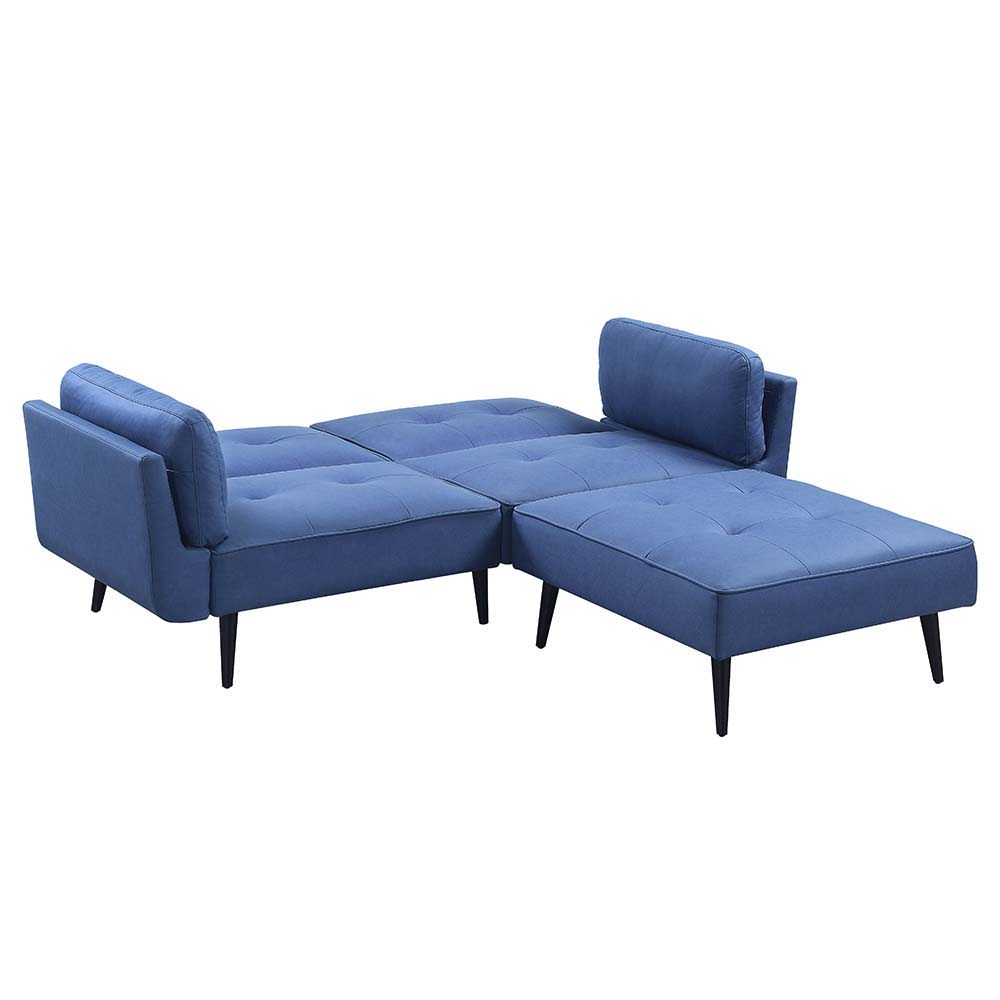 Nafisa - Adjustable Sofa & Ottoman - Blue Fabric, blue, view 7
