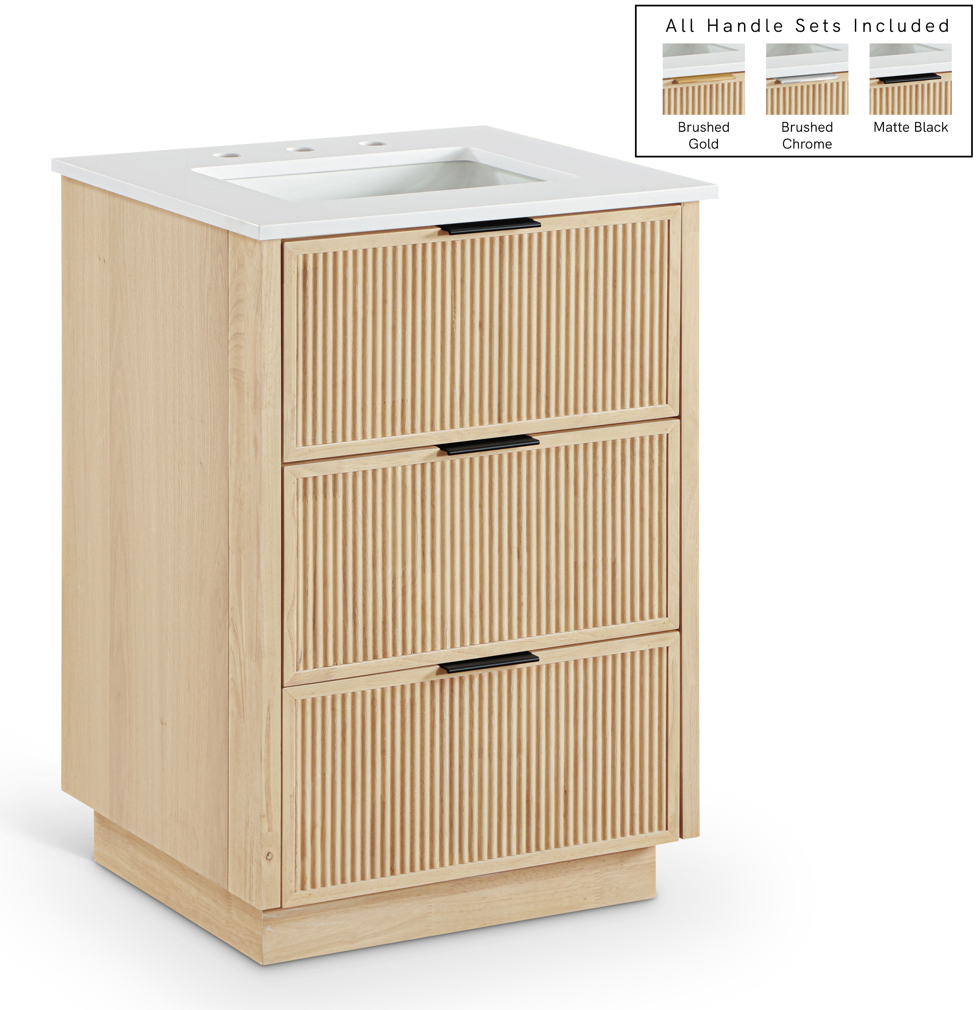Willard - Engineered Stone And Solid Wood 24" Bathroom Vanity - Natural