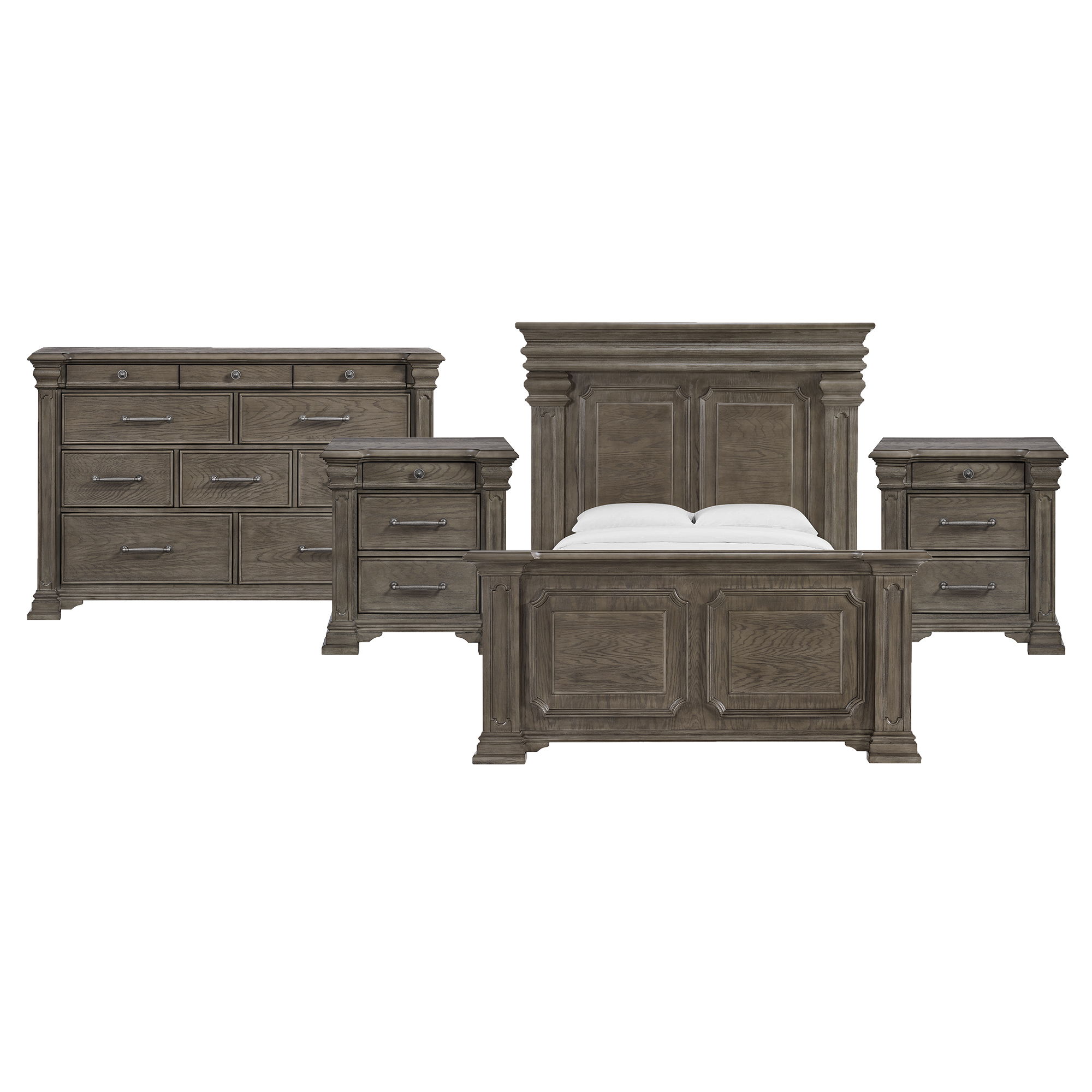King · 4 Pc · Bedroom Set With 2 Nightstands & Dresser