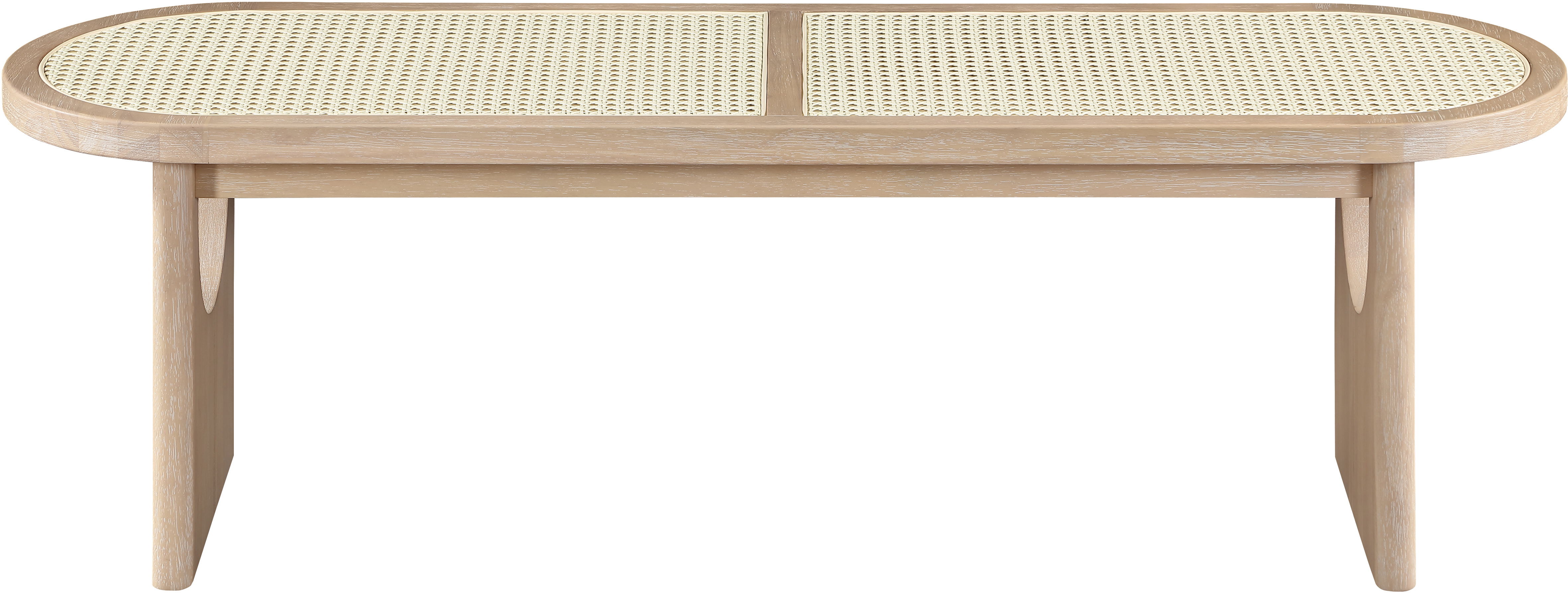 Canovia - Solid Wood And Faux Cane Bench - Natural
