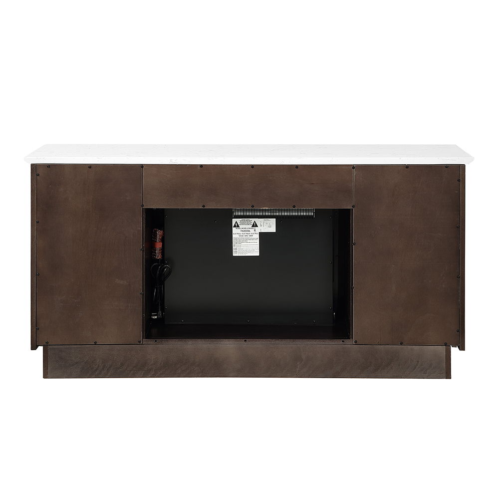 Jaramillo - Server With Fireplace - Engineered Marble & Rustic Espresso, dark brown, view 5