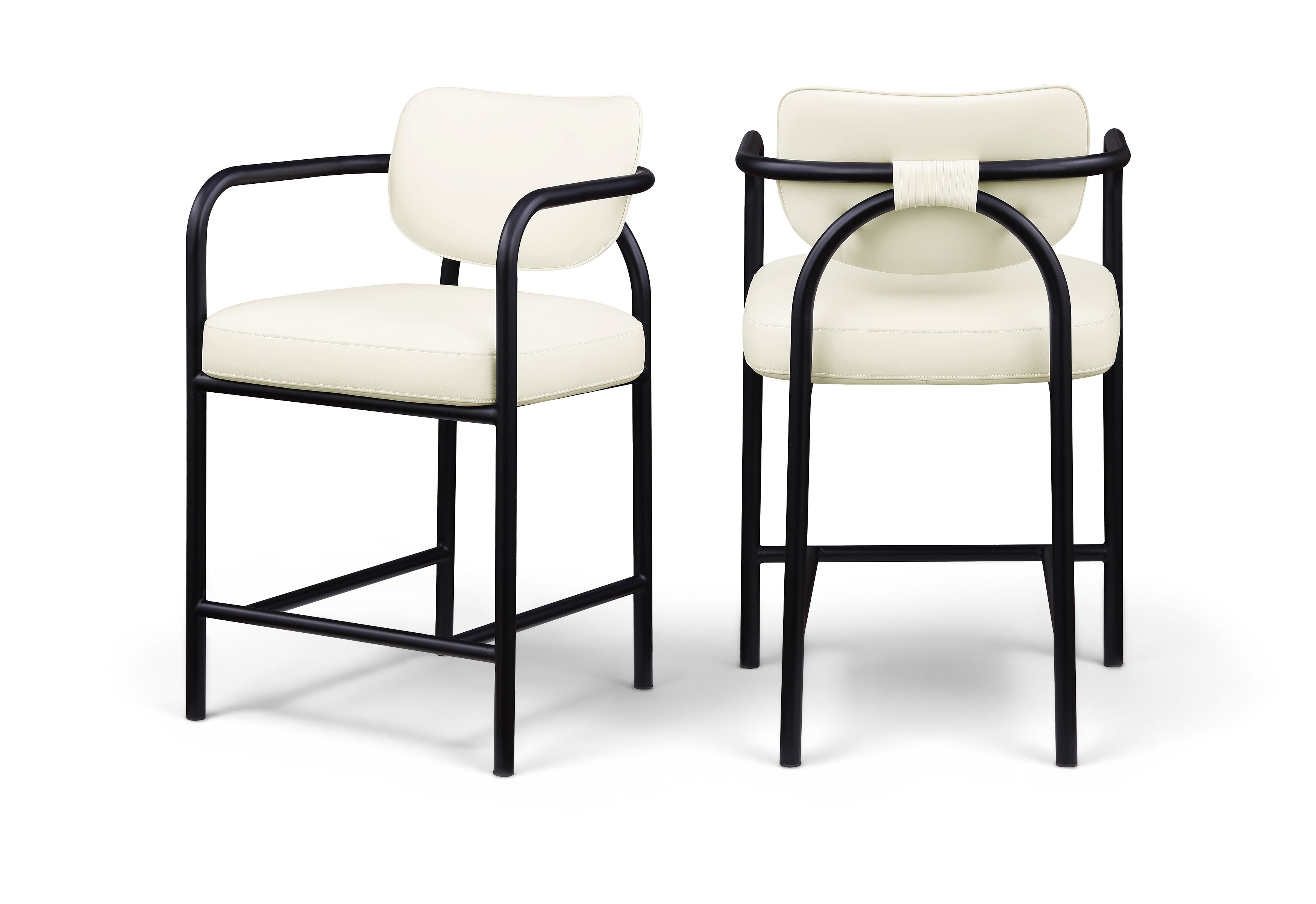 Serava - Vegan Leather Upholstered Counter Stool - Cream
