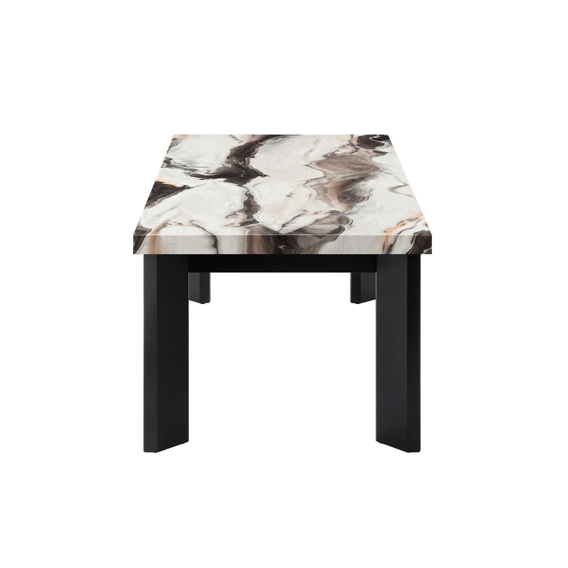 Strata - Faux Marble 3 Piece Occasional Set (1 Coffee & 2 End Tables) - Black / White, black, view 4